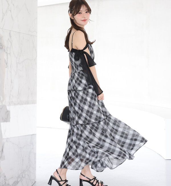  「【SMサイズ展開あり】サイドカットリボンロングキャミワンピース」|ワンピース|