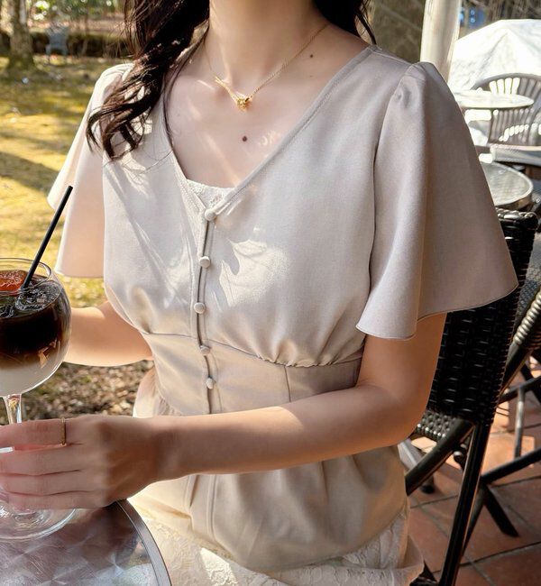  「【megumi企画】後ろレースアップスタイルアップブラウス」|シャツ・ブラウス|