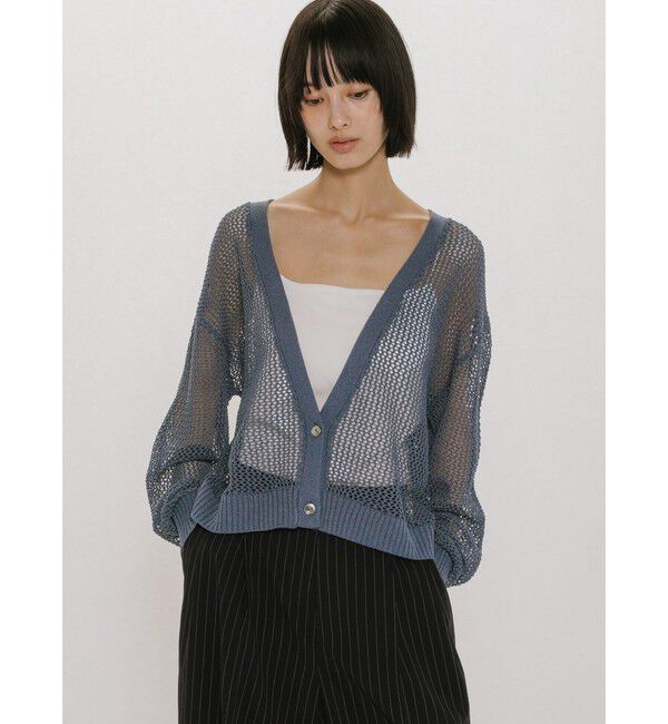 MIDIUMISOLID「MIDIUMISOLID for Ladies メッシュショートカーディガン」|カーディガン|