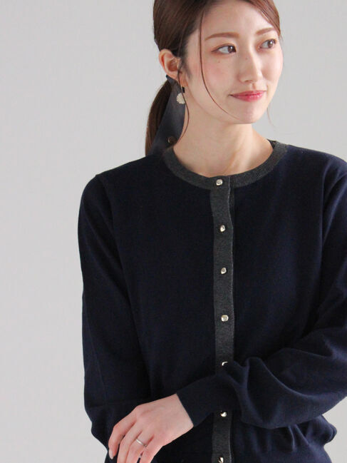 Te chichi「ハイツイストコットンクルーカーディガン」|カーディガン|ネイビー