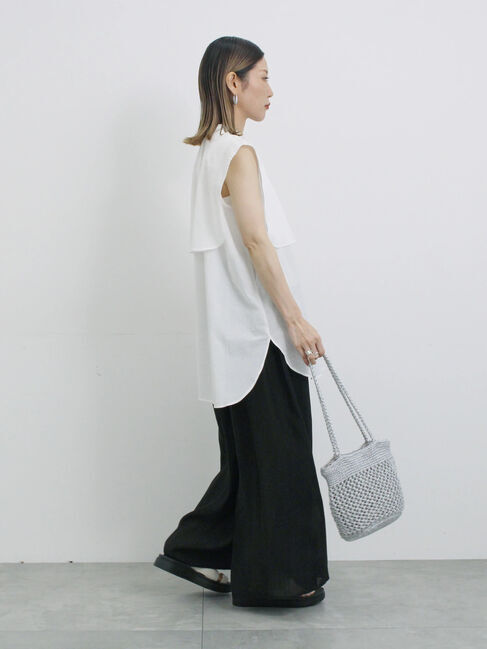 Samansa Mos2 blue「楊柳ガウチョパンツ」|その他|