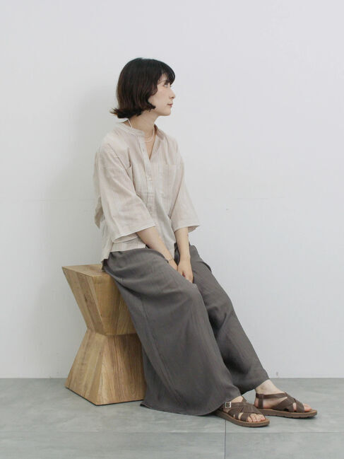 Samansa Mos2 blue「楊柳ガウチョパンツ」|その他|