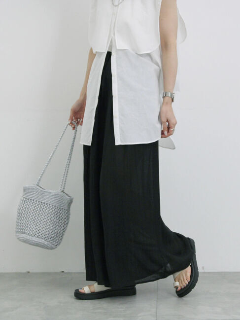 Samansa Mos2 blue「楊柳ガウチョパンツ」|その他|