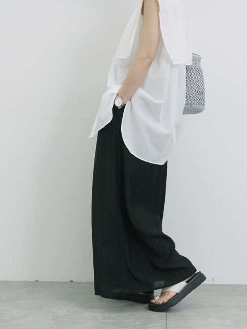 Samansa Mos2 blue「楊柳ガウチョパンツ」|その他|