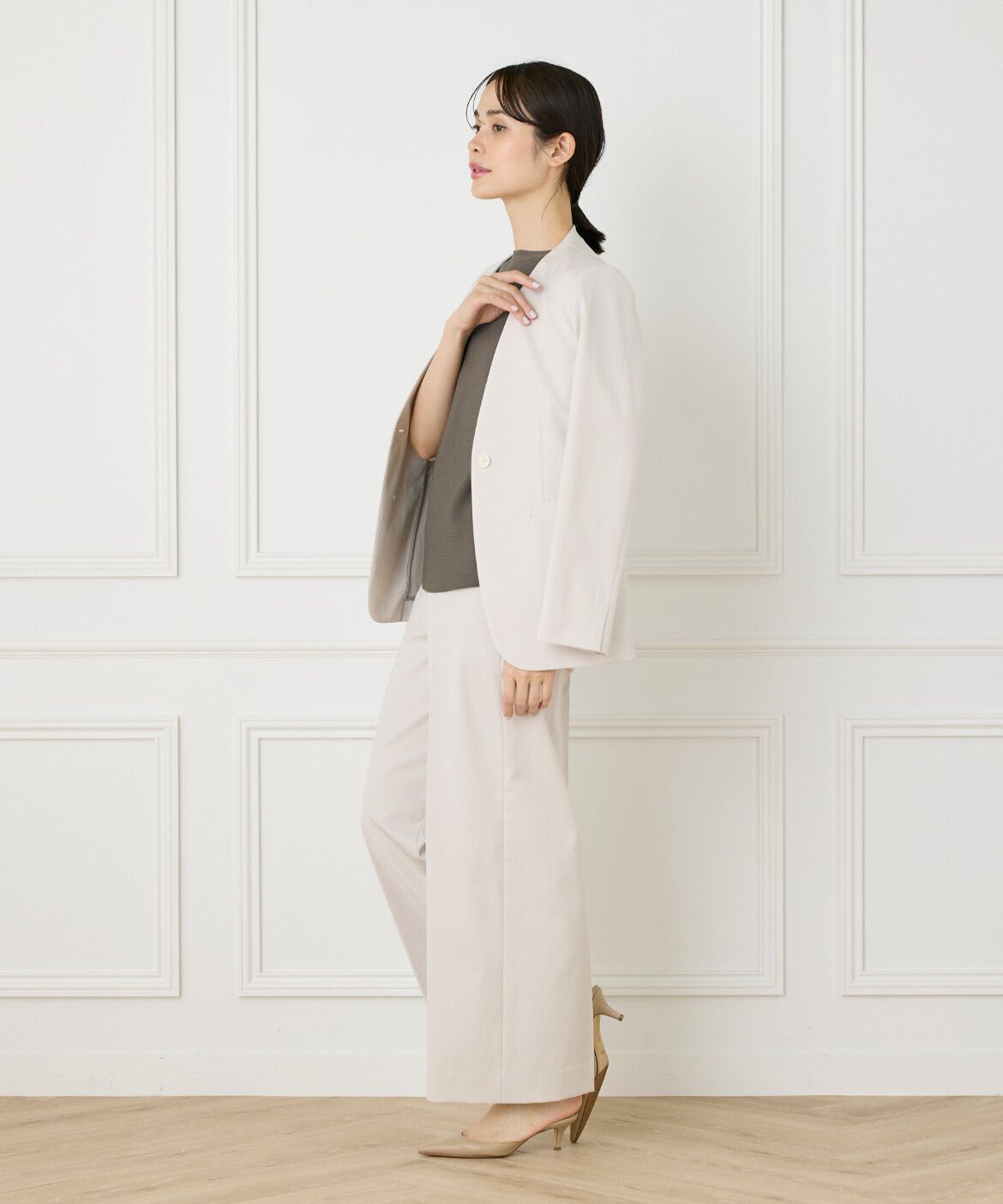 INED「《大きいサイズ》綿麻セミワイドパンツ」|その他|