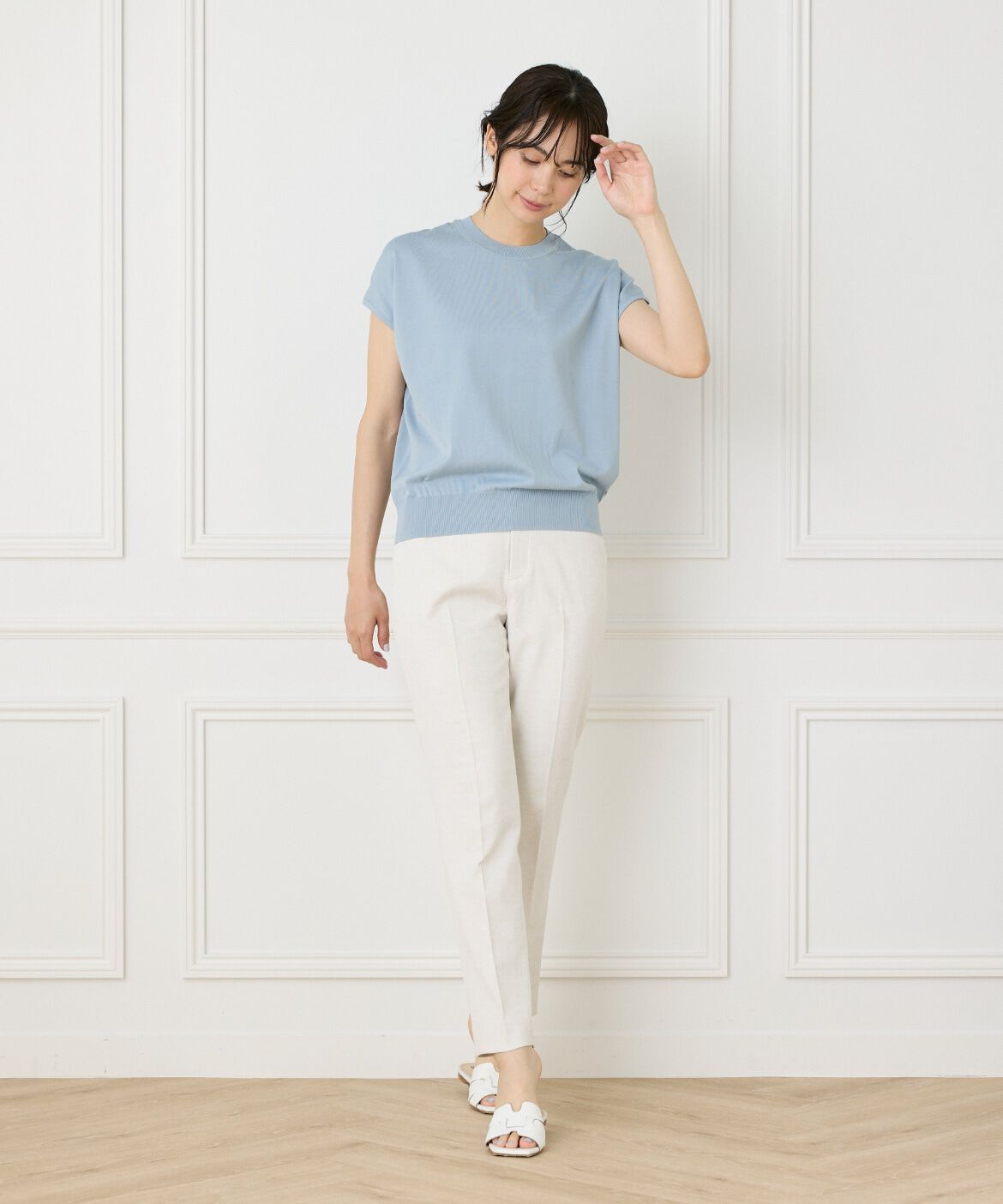 INED「シェルタリングドライ美脚テーパードパンツ」|スラックス|