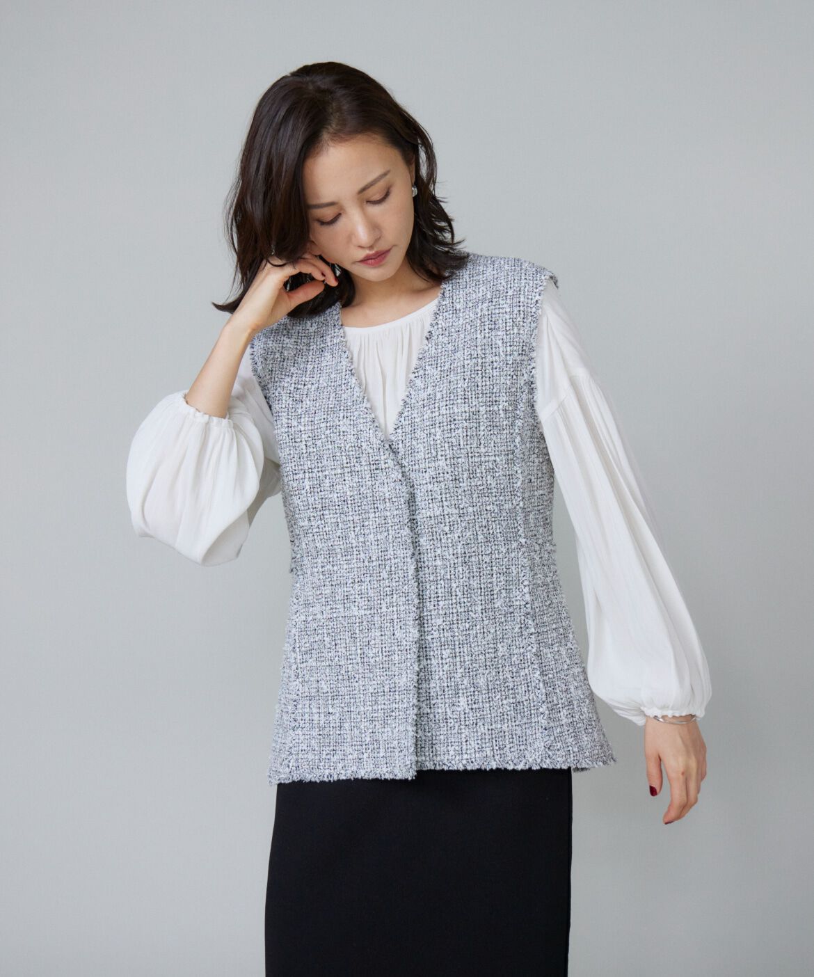 Le Souk「ツイードAラインジレ」|ダウンベスト・ベスト|