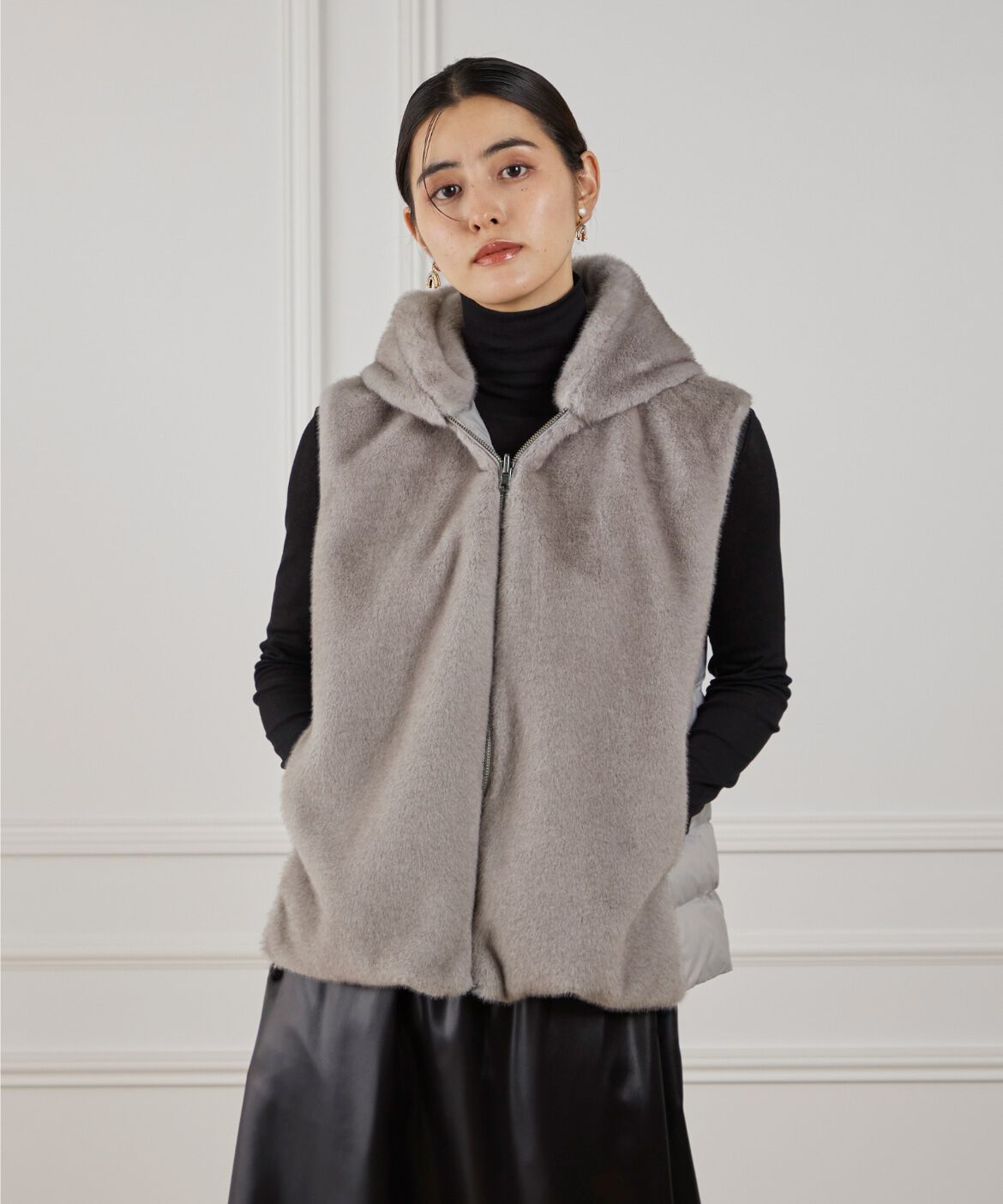 Le Souk「フェイクファー フードジレ」|ダウンベスト・ベスト|