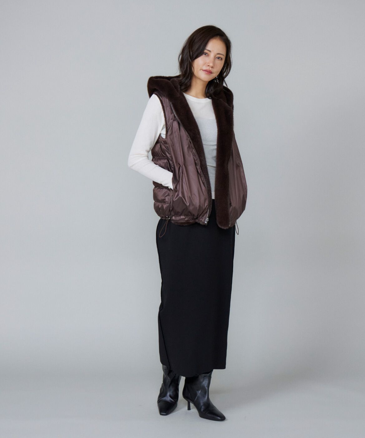 Le Souk「フェイクファー フードジレ」|ダウンベスト・ベスト|