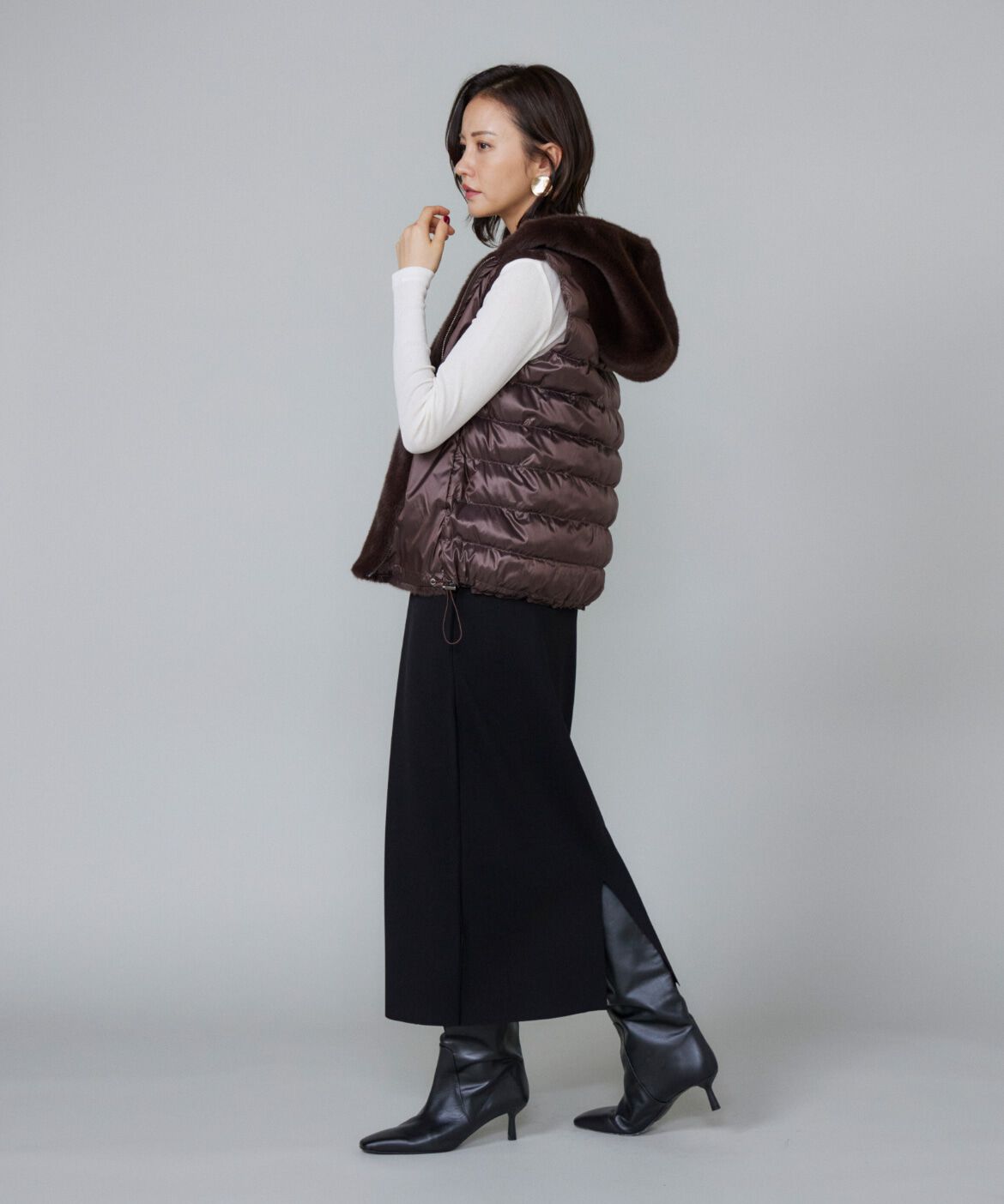 Le Souk「フェイクファー フードジレ」|ダウンベスト・ベスト|