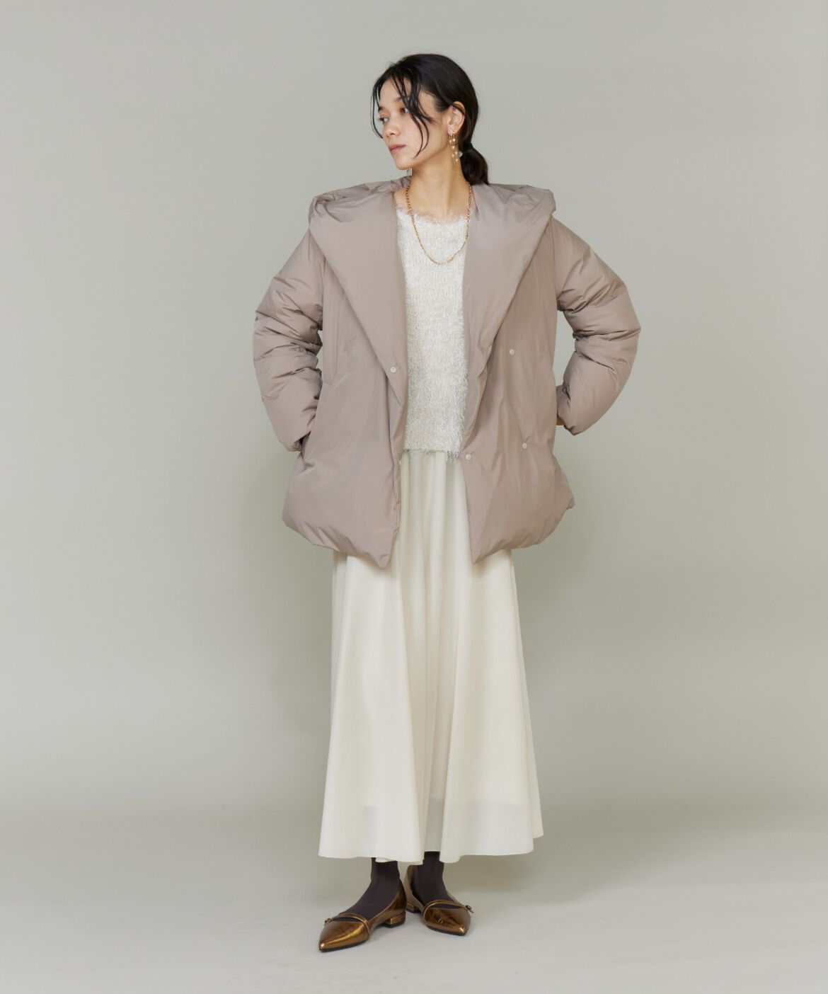 INED「シェルプリーツフレアスカート」|フレア|