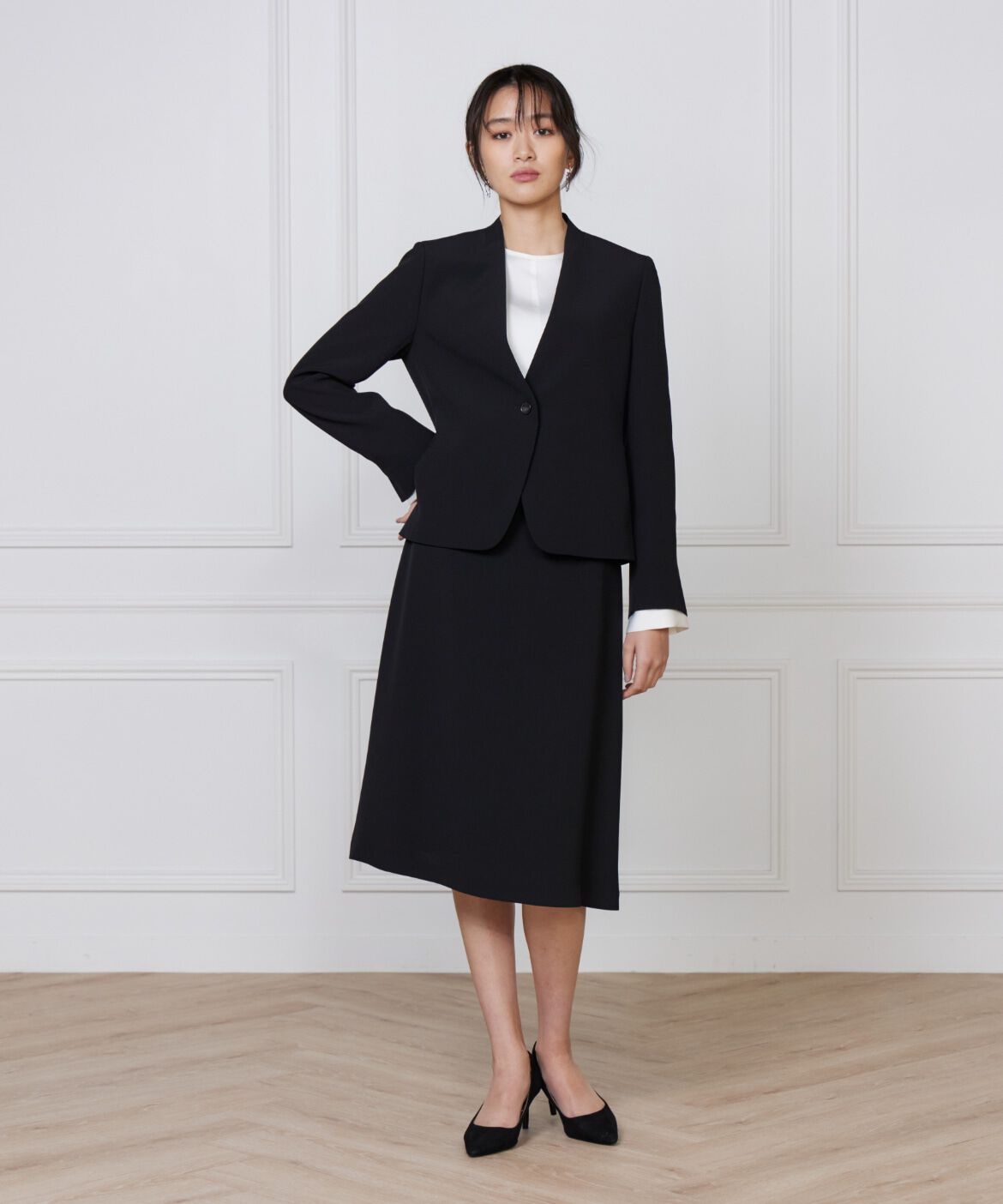 INED「カラーレスジャケット」|ノーカラージャケット|