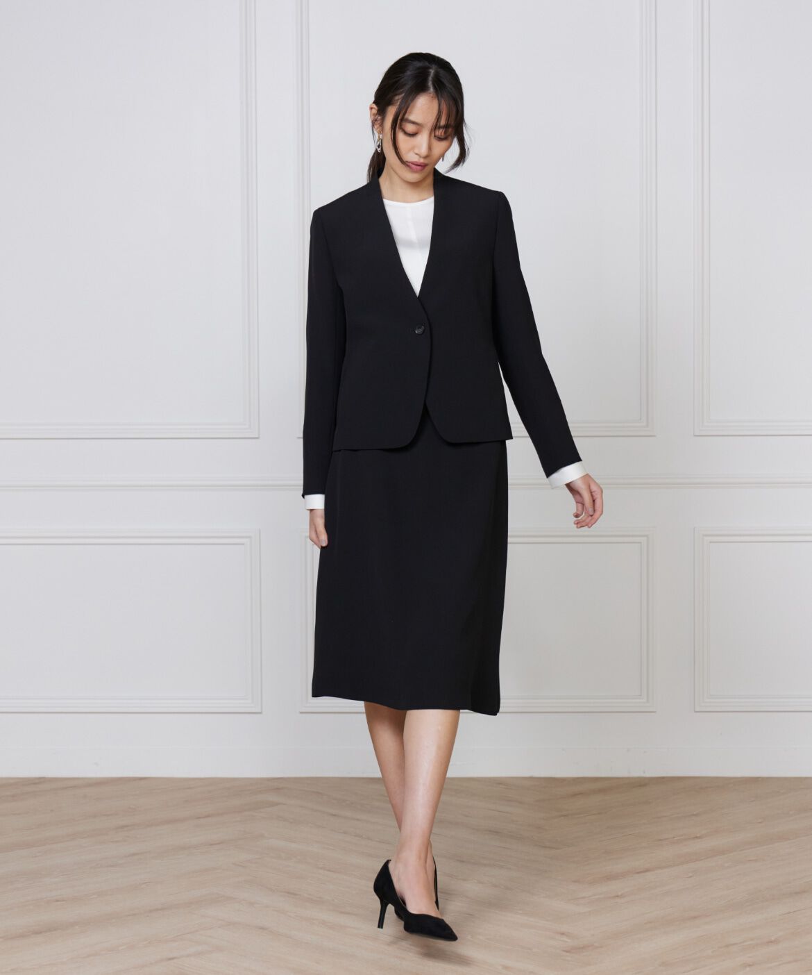 INED「カラーレスジャケット」|ノーカラージャケット|