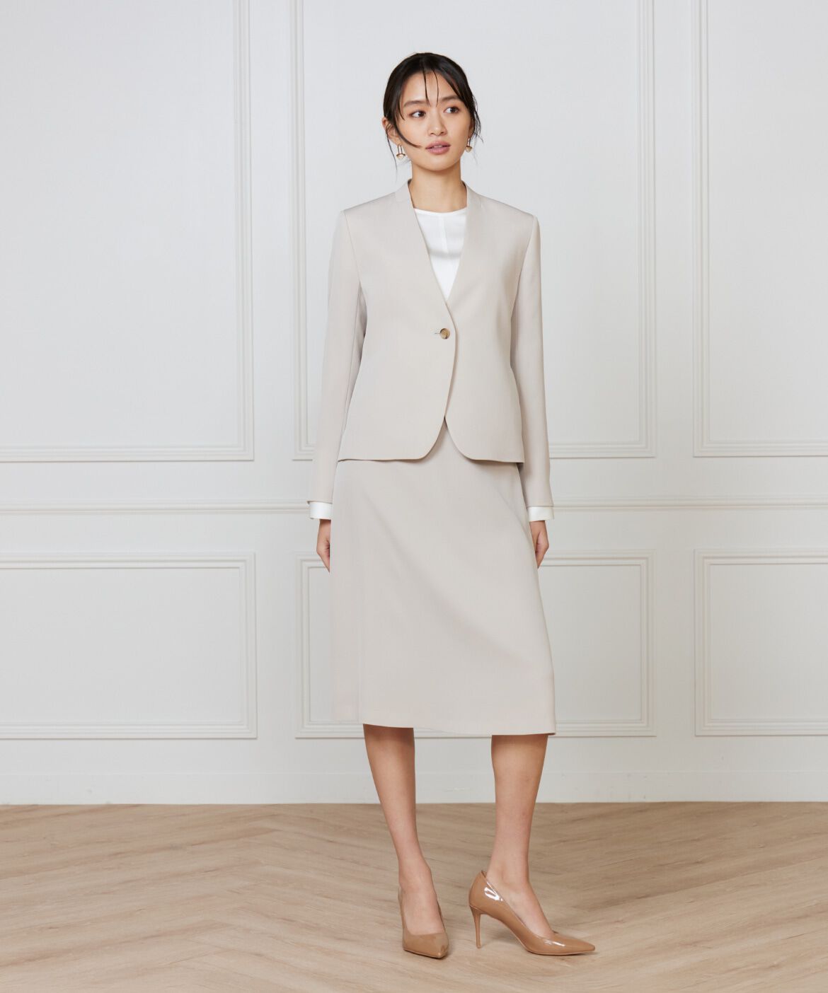 INED「カラーレスジャケット」|ノーカラージャケット|