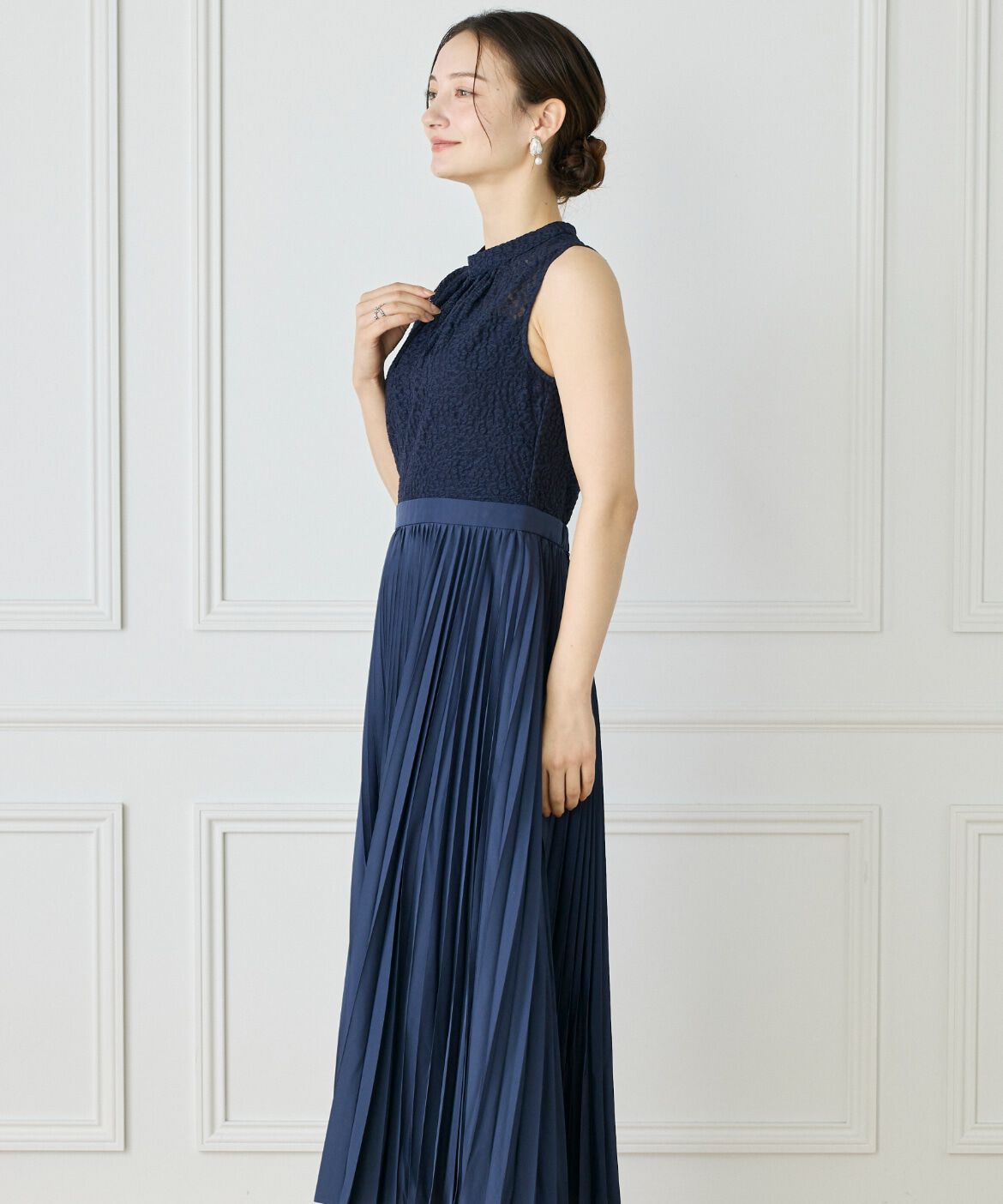 ef-de Black「レース x プリーツワンピース」|ワンピース|