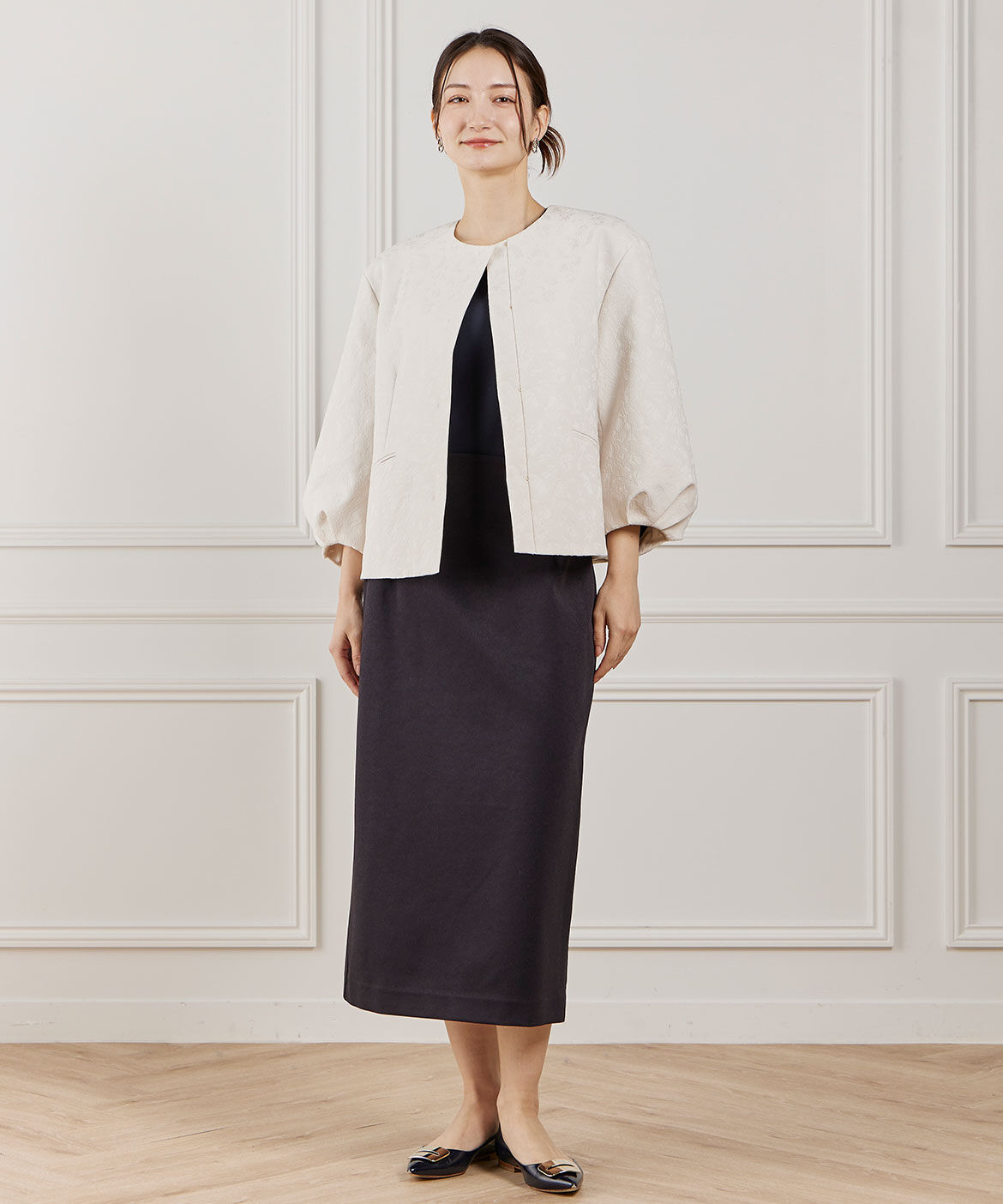 INED「《大きいサイズ》袖タックブラウス」|シャツ・ブラウス|