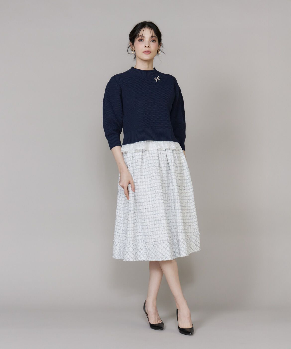 Maglie le cassetto「《大きいサイズ》レースドッキングコンパクトプルオーバー」|ニット・セーター|