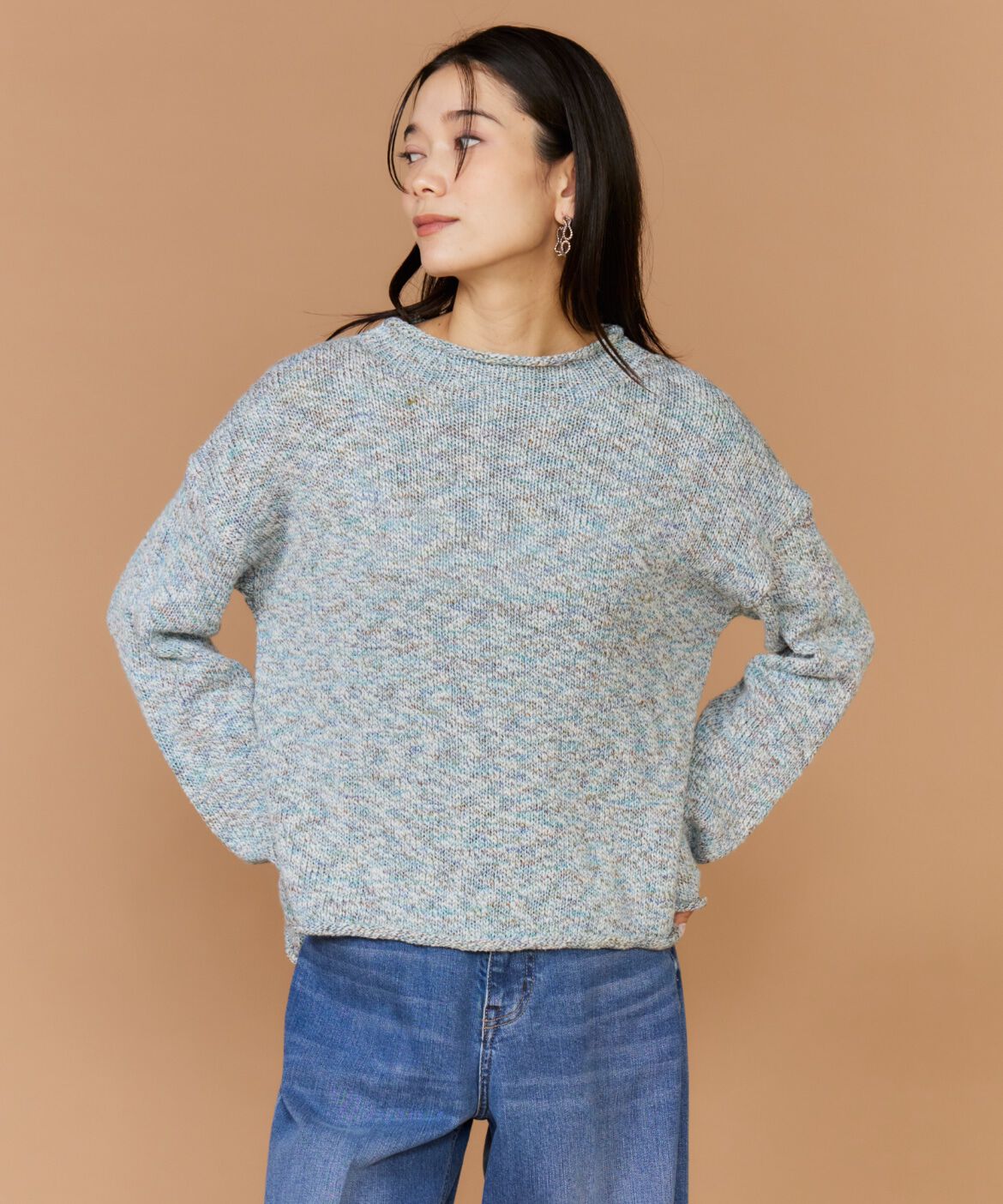 INED「《大きいサイズ》ロールネックニットプルオーバー」|ニット・セーター|