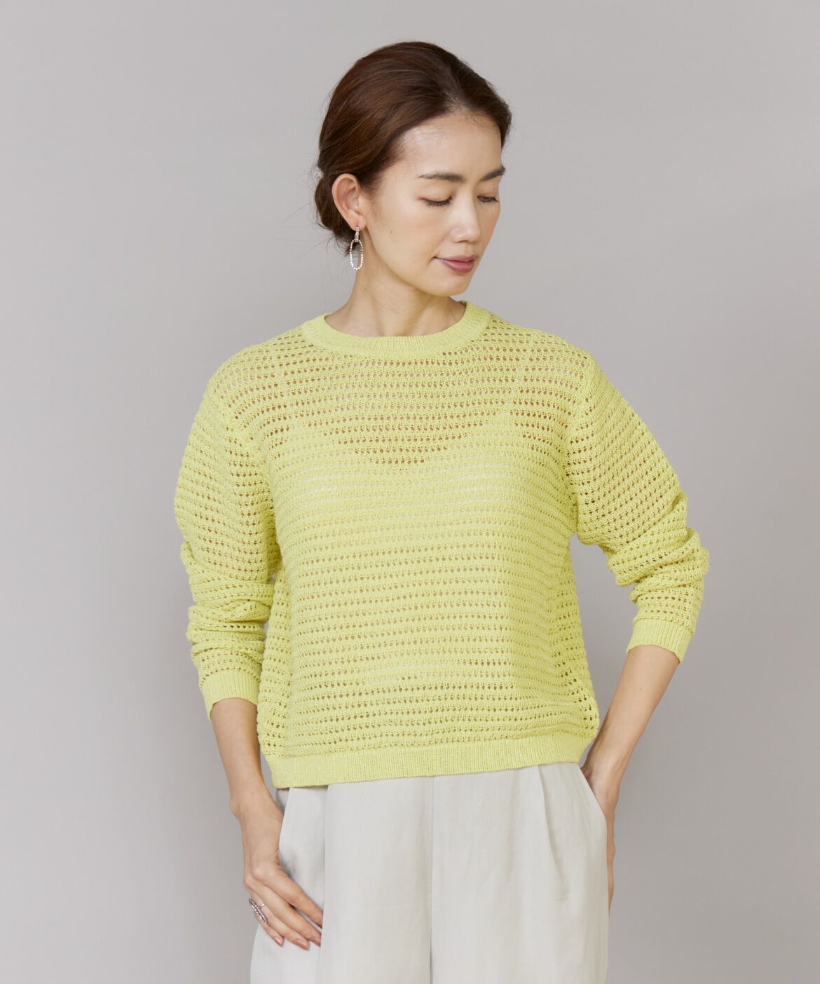 Le Souk「透かし柄ボートネックプルオーバー」|ニット・セーター|