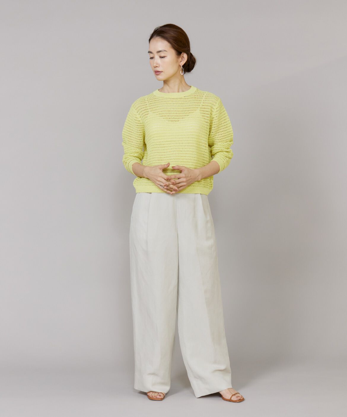 Le Souk「《大きいサイズ》透かし柄ボートネックプルオーバー」|ニット・セーター|