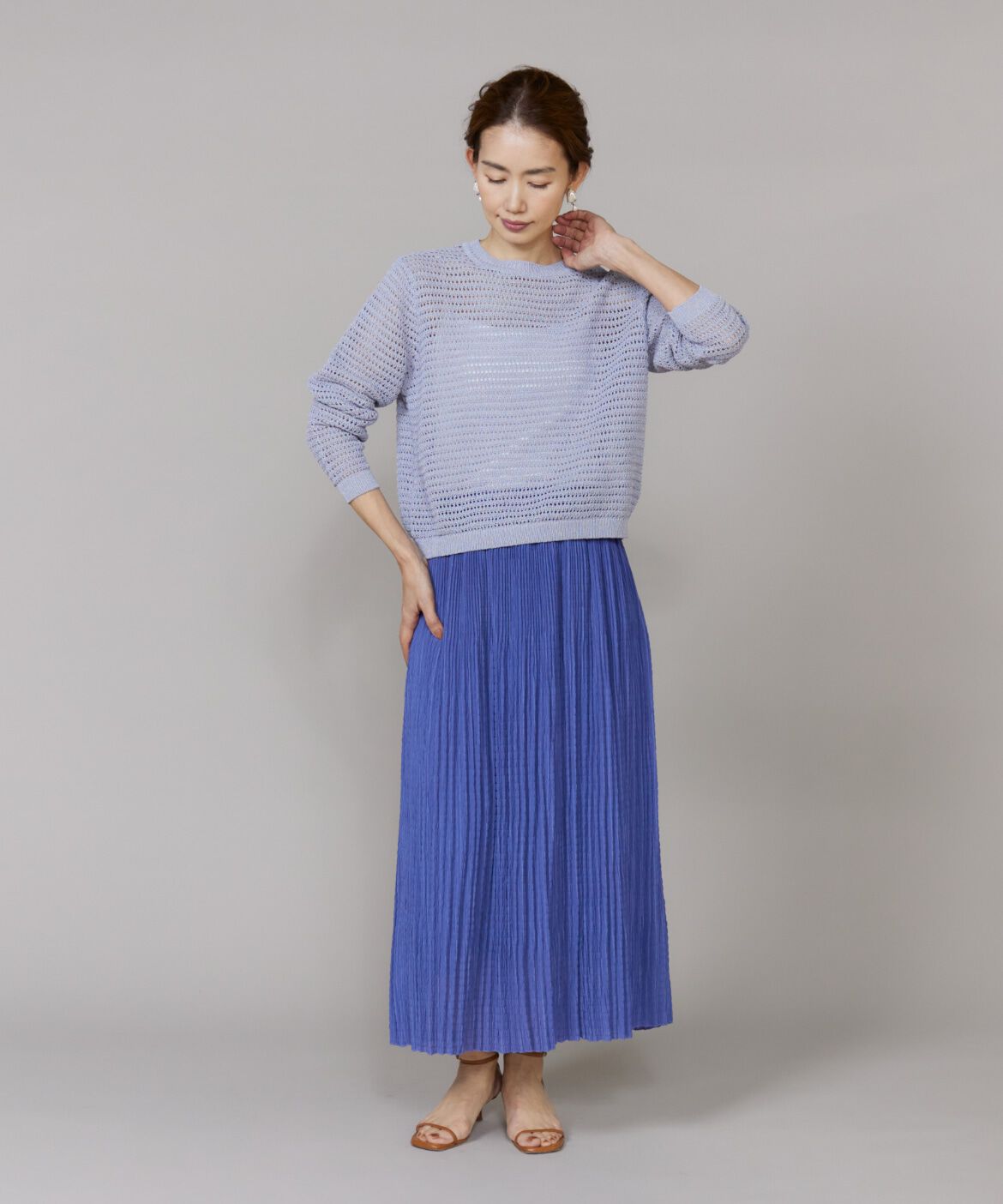 Le Souk「《大きいサイズ》透かし柄ボートネックプルオーバー」|ニット・セーター|