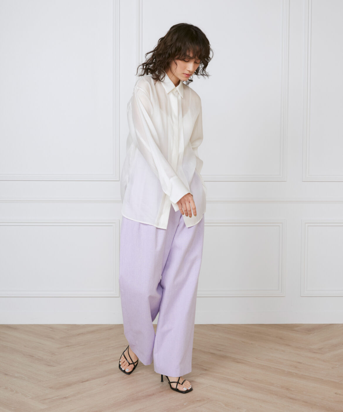 INED「《大きいサイズ》オーガンジーシャツ《la veille by SUPERIOR CLOSET》」|シャツ・ブラウス|