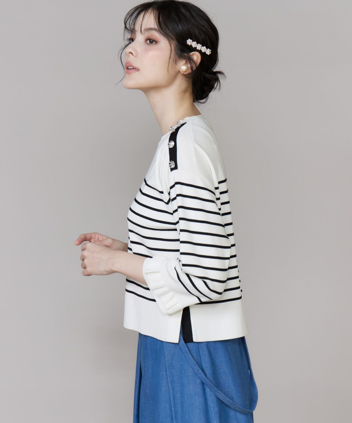 Maglie le cassetto「《大きいサイズ》袖フリルニットプルオーバー」|ニット・セーター|