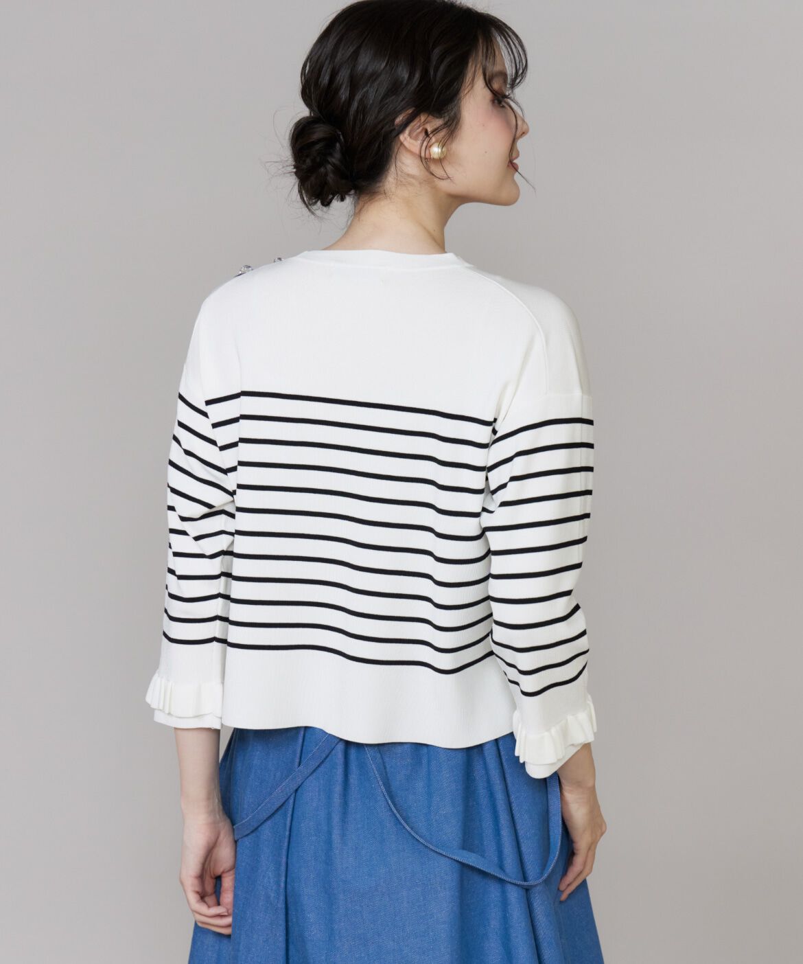 Maglie le cassetto「《大きいサイズ》袖フリルニットプルオーバー」|ニット・セーター|