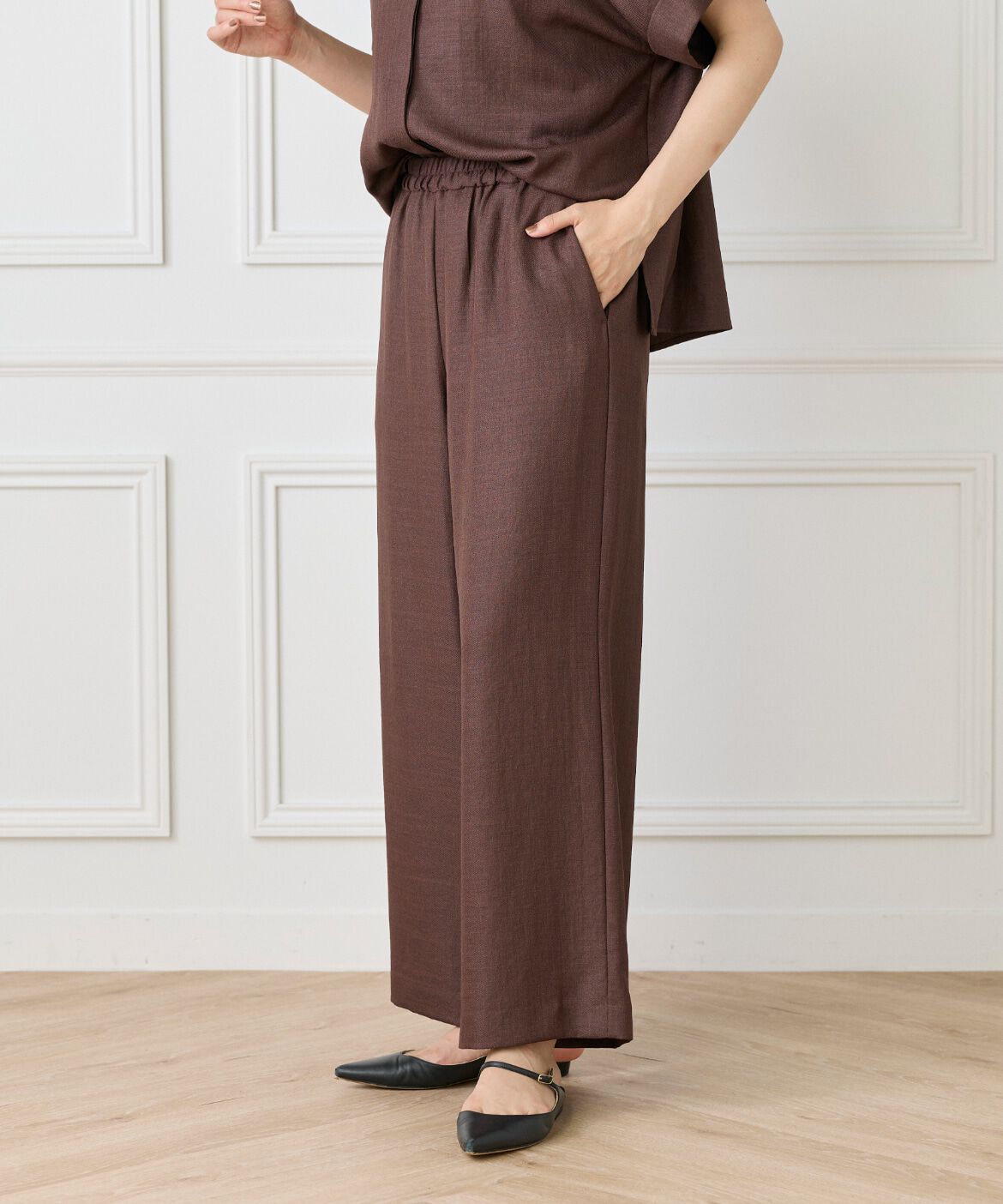 7-IDconcept.「《大きいサイズ》麻調ドロストイージーパンツ」|その他|ブラウン