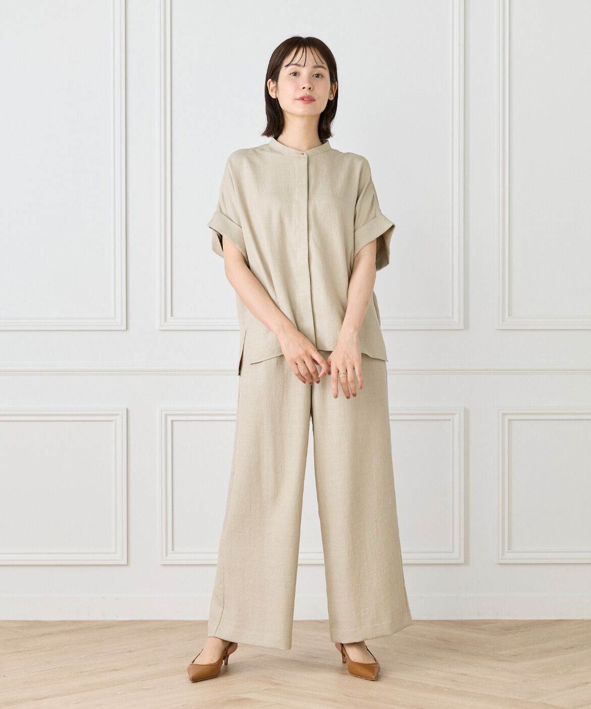 7-IDconcept.「《大きいサイズ》麻調ドロストイージーパンツ」|その他|