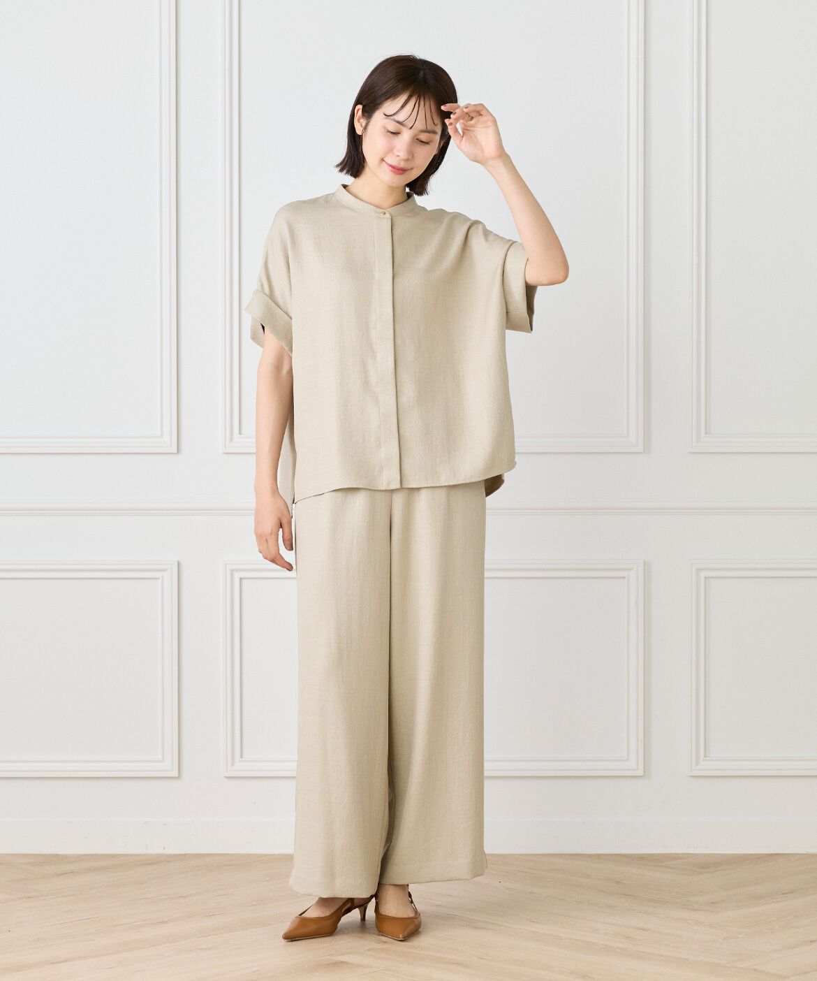 7-IDconcept.「麻調ワイドスリーブブラウス」|シャツ・ブラウス|