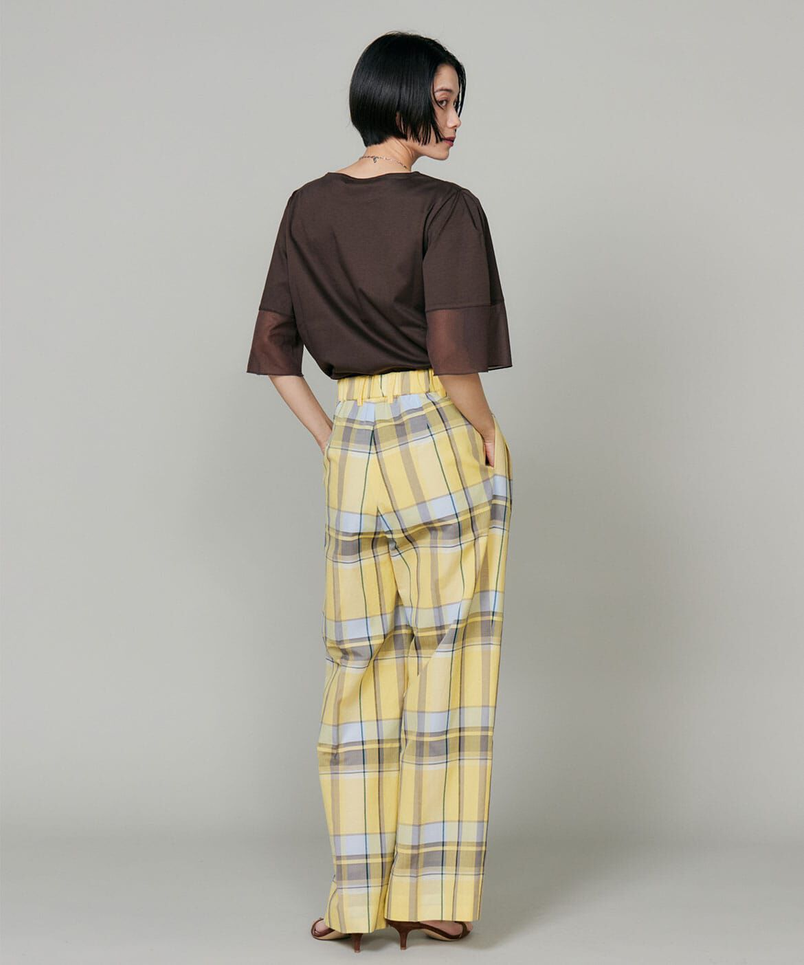 INED「先染めチェックセミワイドパンツ」|その他|