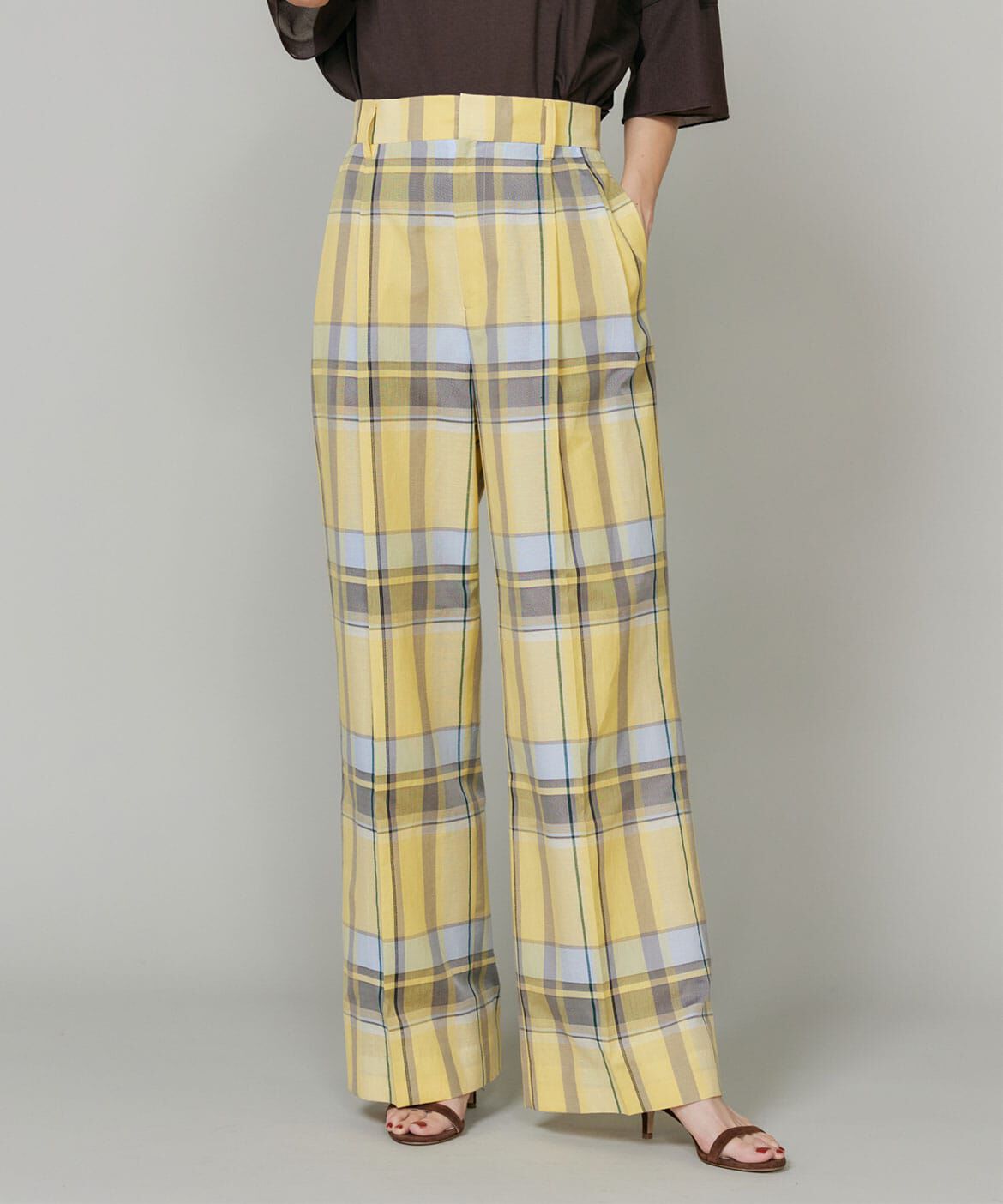 INED「先染めチェックセミワイドパンツ」|その他|