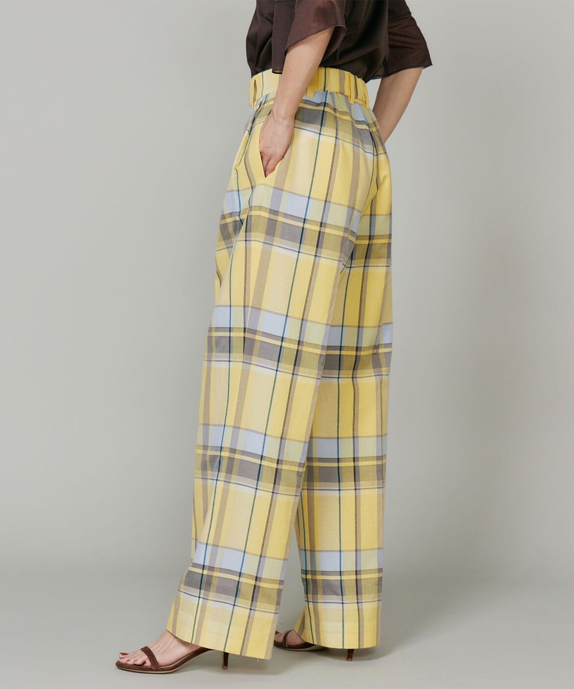 INED「先染めチェックセミワイドパンツ」|その他|