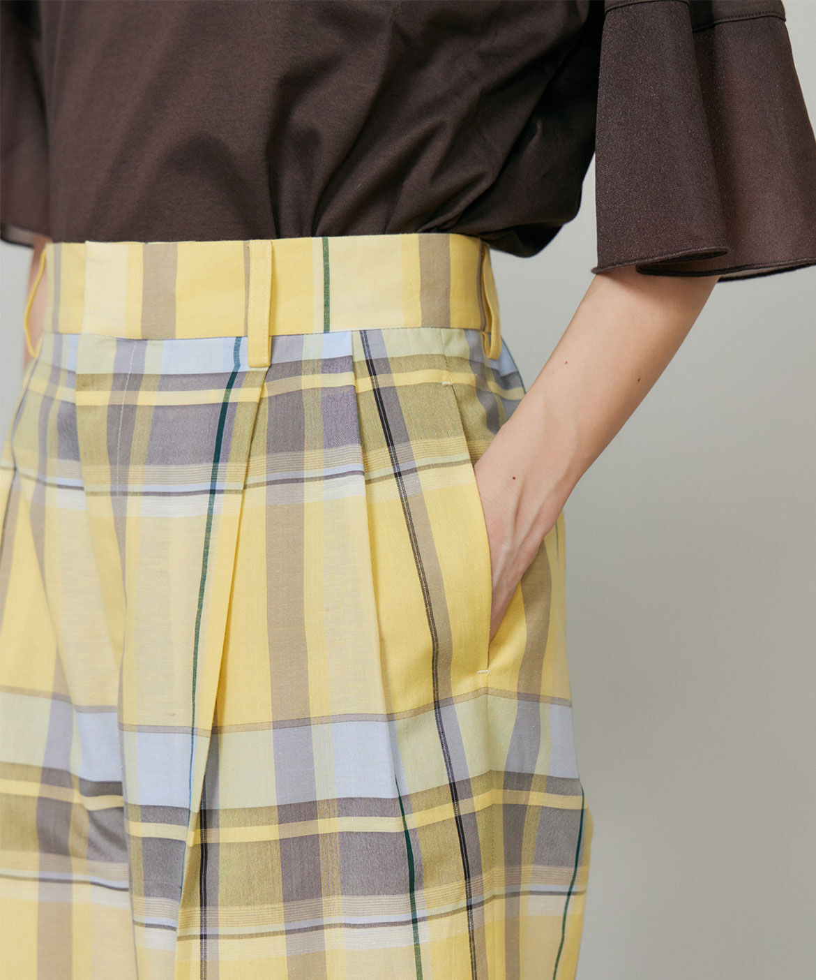 INED「先染めチェックセミワイドパンツ」|その他|