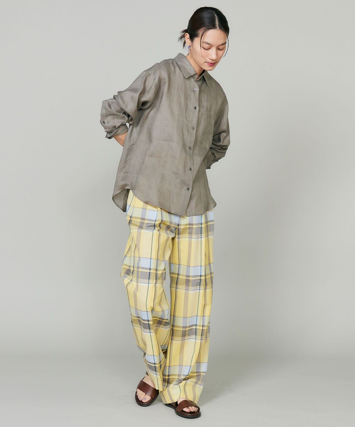 INED「先染めチェックセミワイドパンツ」|その他|