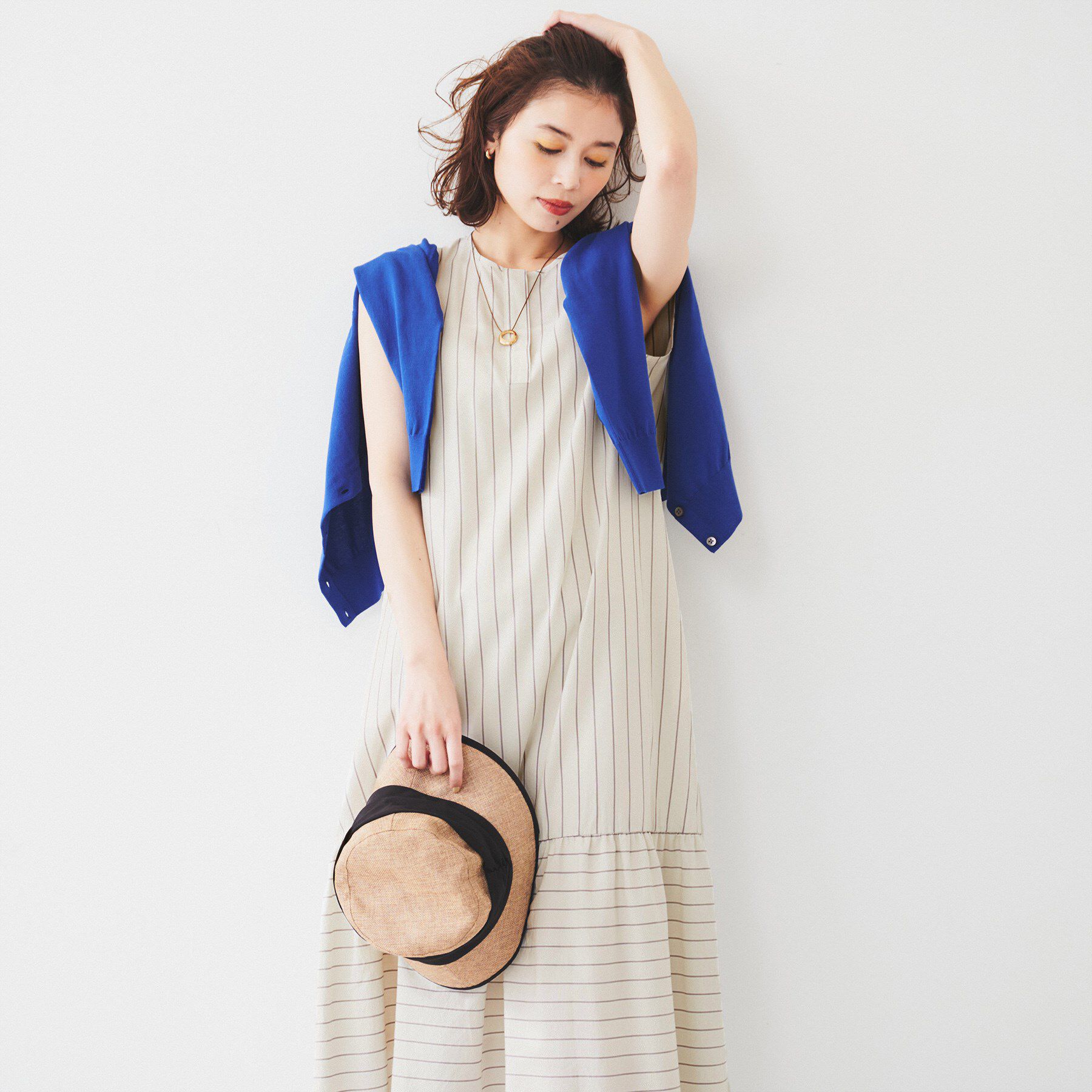 UNTITLED「【洗える/夏ワンピ】ストライプワンピース」|ワンピース|グレージュ(350)