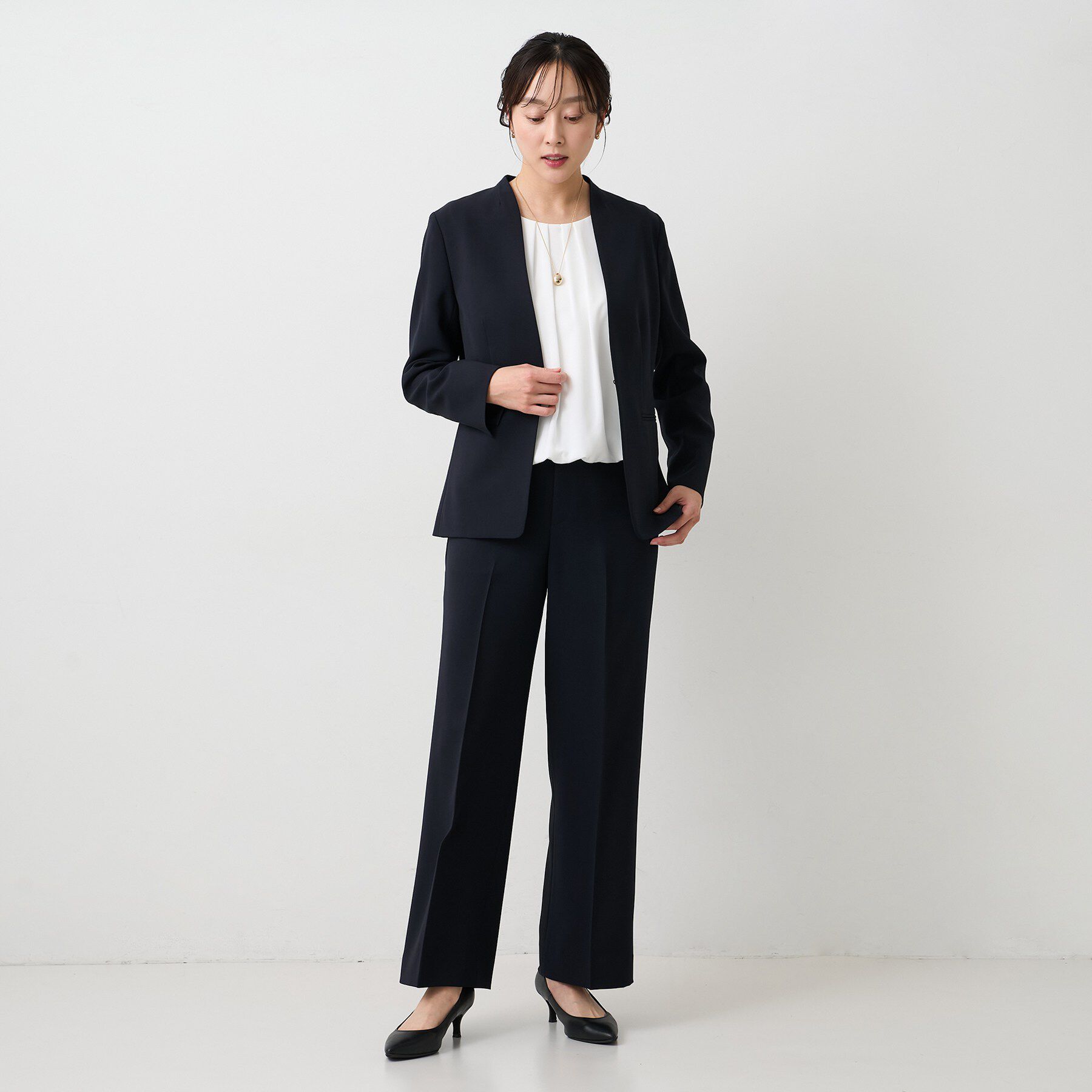 UNTITLED「【UV/接触冷感/スーツ】エアリーノーカラージャケット」|ノーカラージャケット|