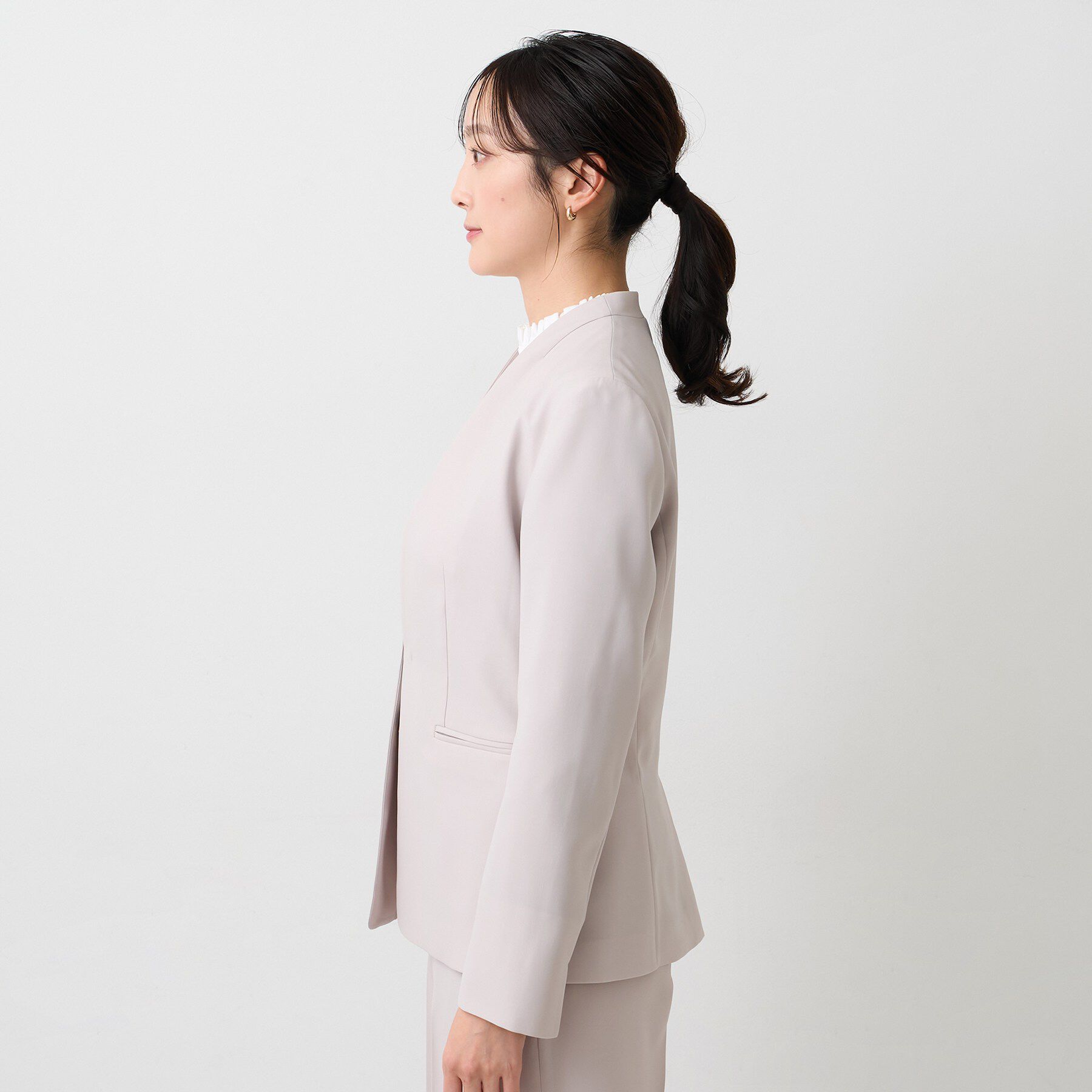 UNTITLED「【UV/接触冷感/スーツ】エアリーノーカラージャケット」|ノーカラージャケット|