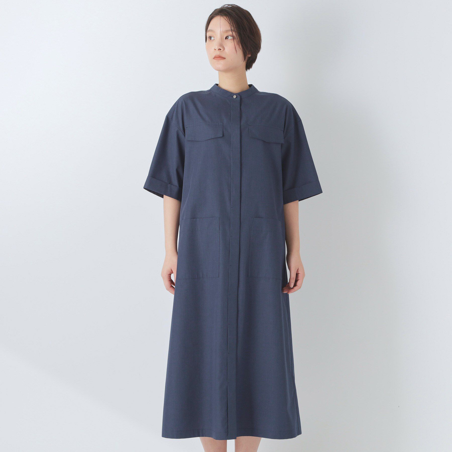 UNTITLED「【洗える/前開きボタン】シャンブレーシャツワンピース」|ワンピース|