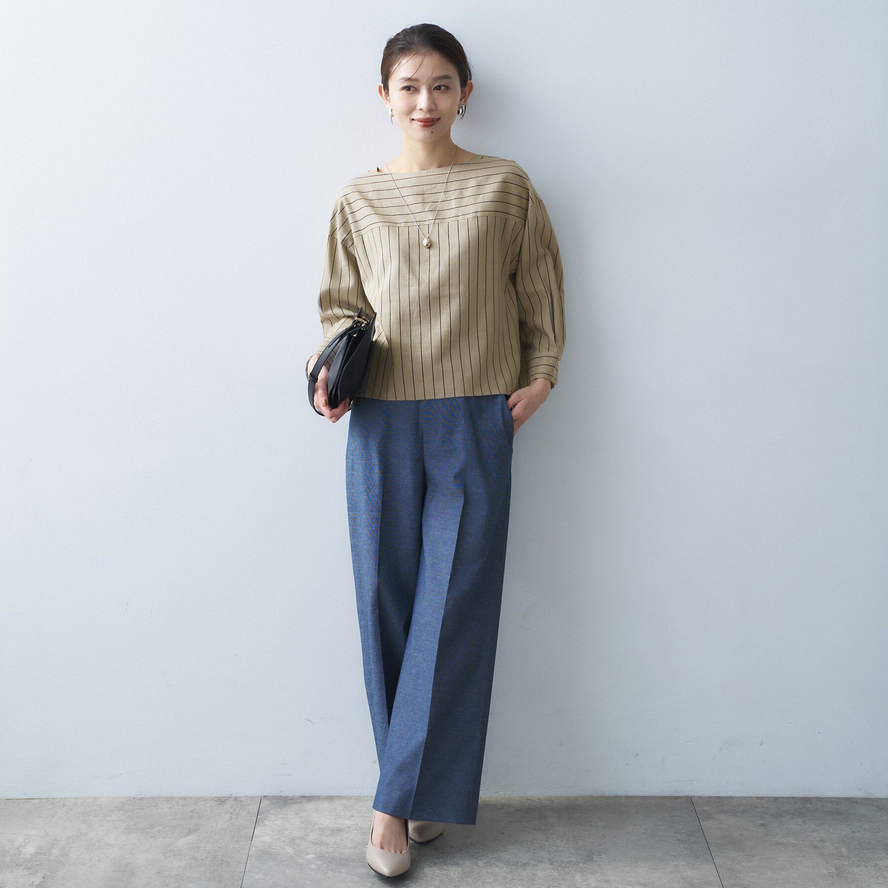 UNTITLED「【洗える/6分袖】ボートネックブラウス」|シャツ・ブラウス|