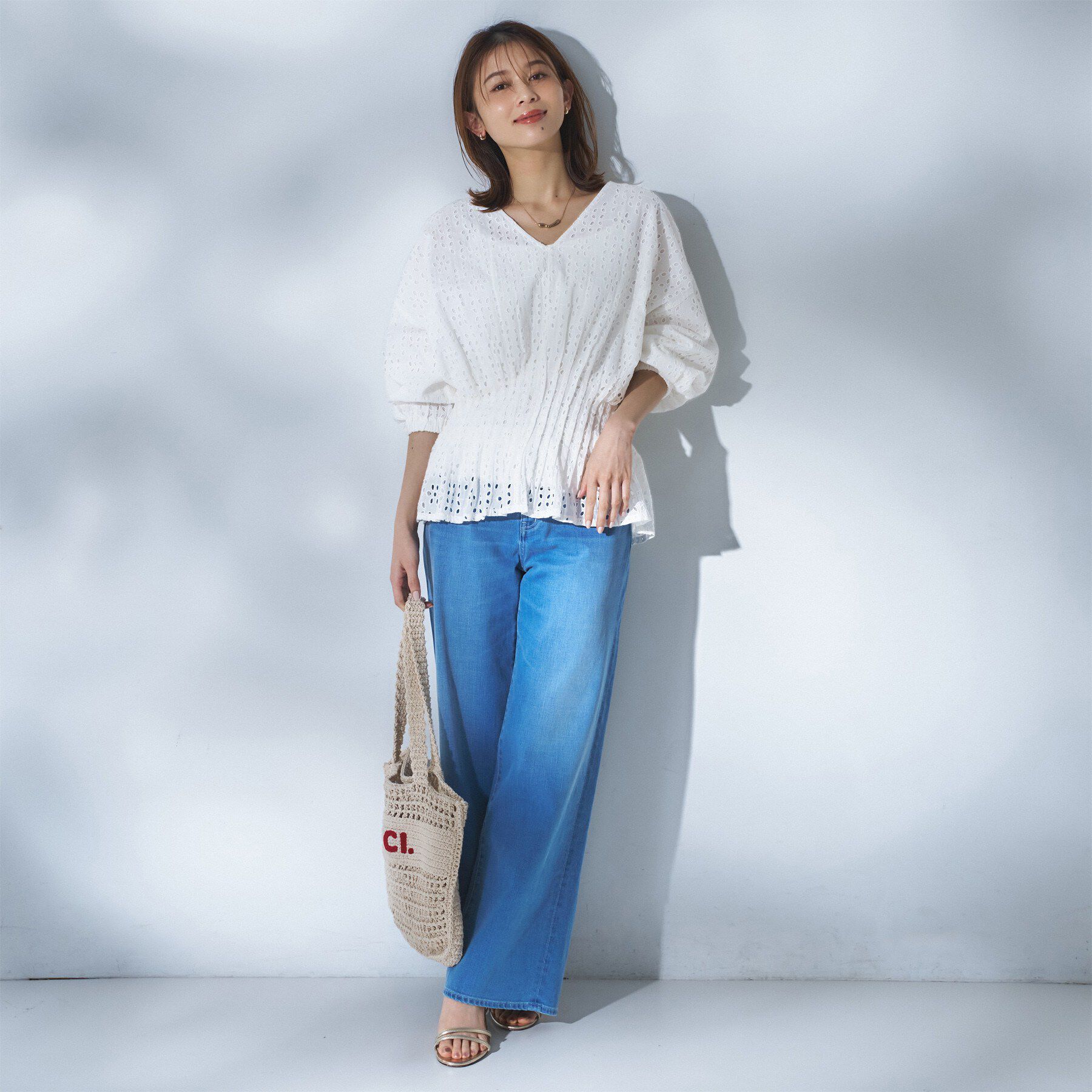 UNTITLED「【Audrey and John Wad】ウエストシャーリングブラウス」|シャツ・ブラウス|