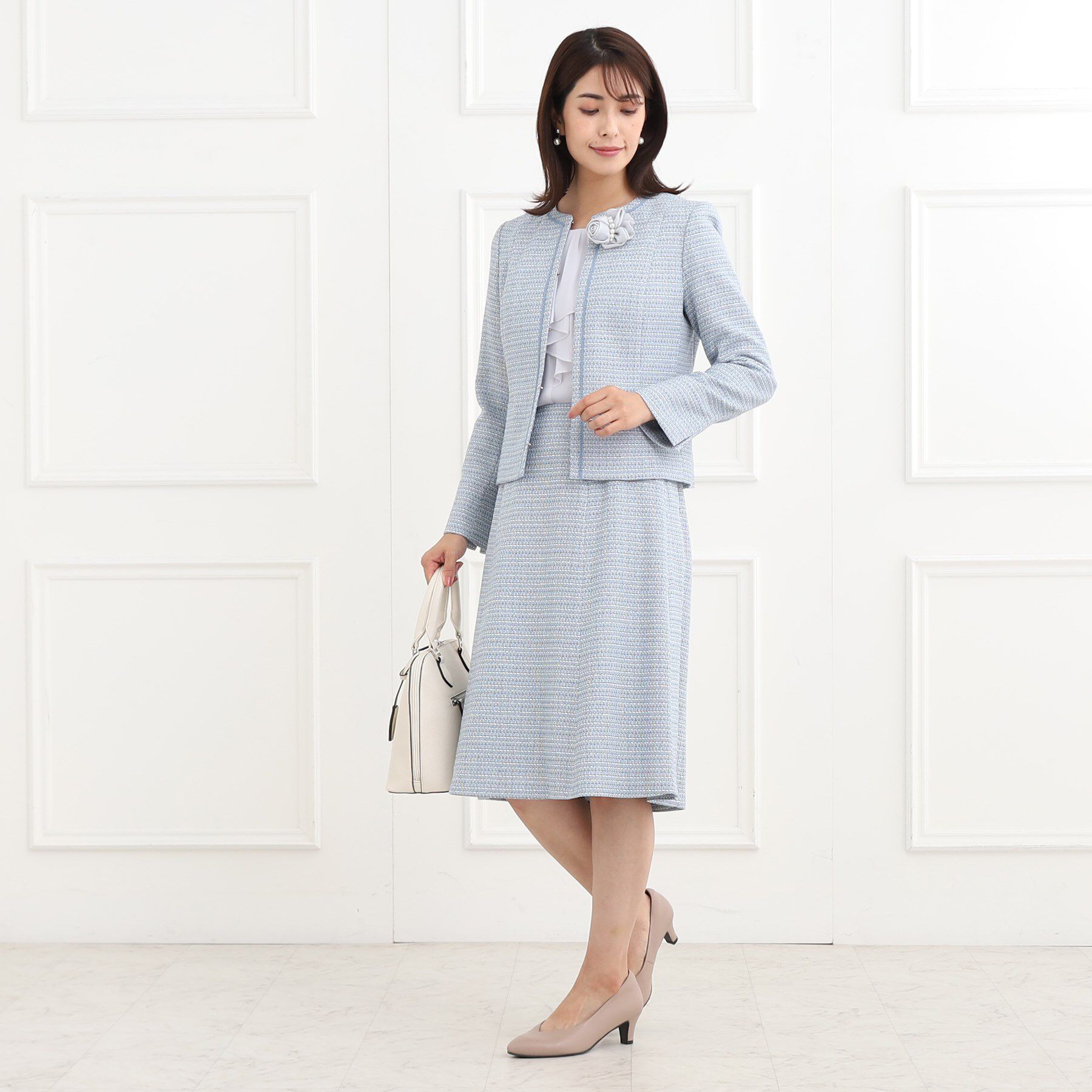 Reflect「【フォーマル/セットアップ可】ツイードジャケット」|ノーカラージャケット|