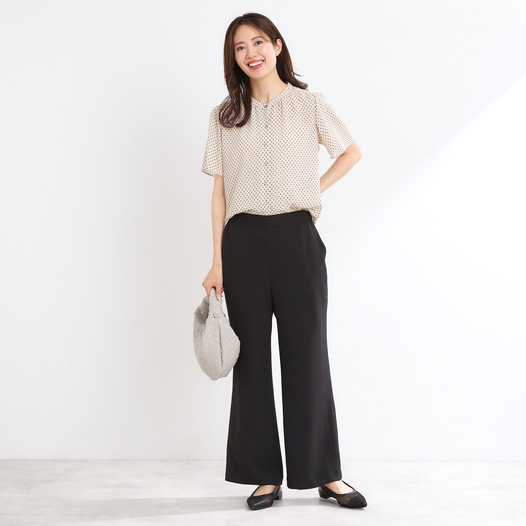 Reflect「【マシンウォッシュ可】五分袖コツキプリントブラウス」|シャツ・ブラウス|