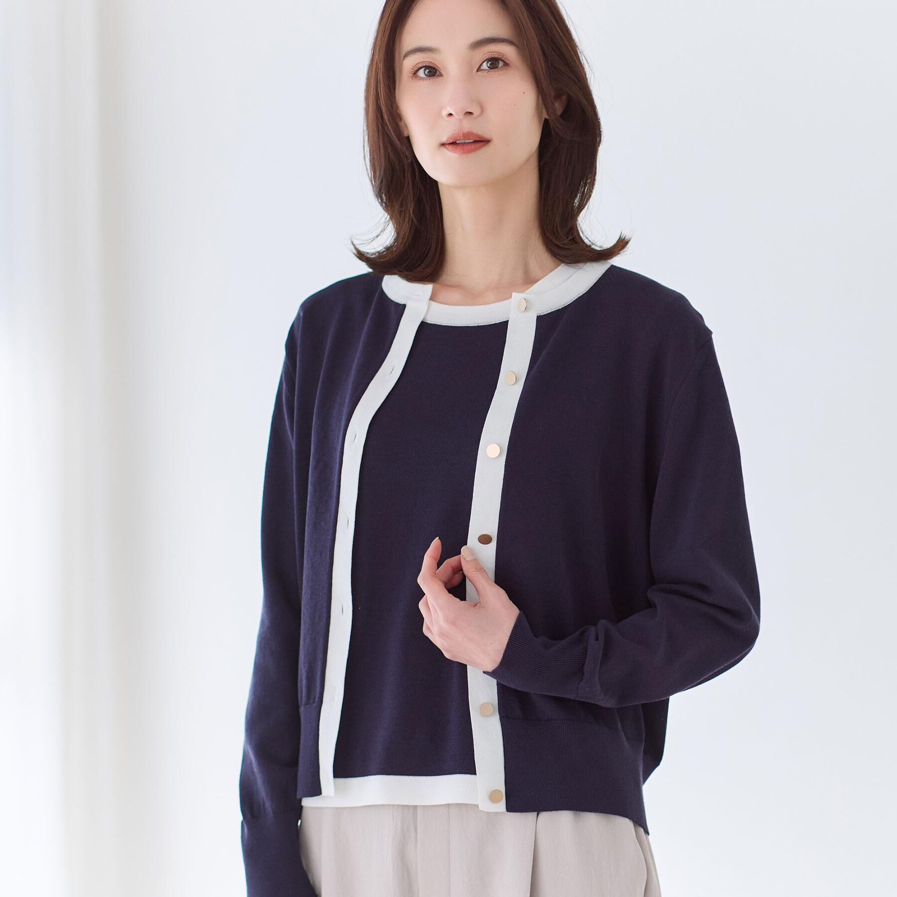 Reflect「【アンサンブル可】バイカラーカーディガン」|カーディガン|