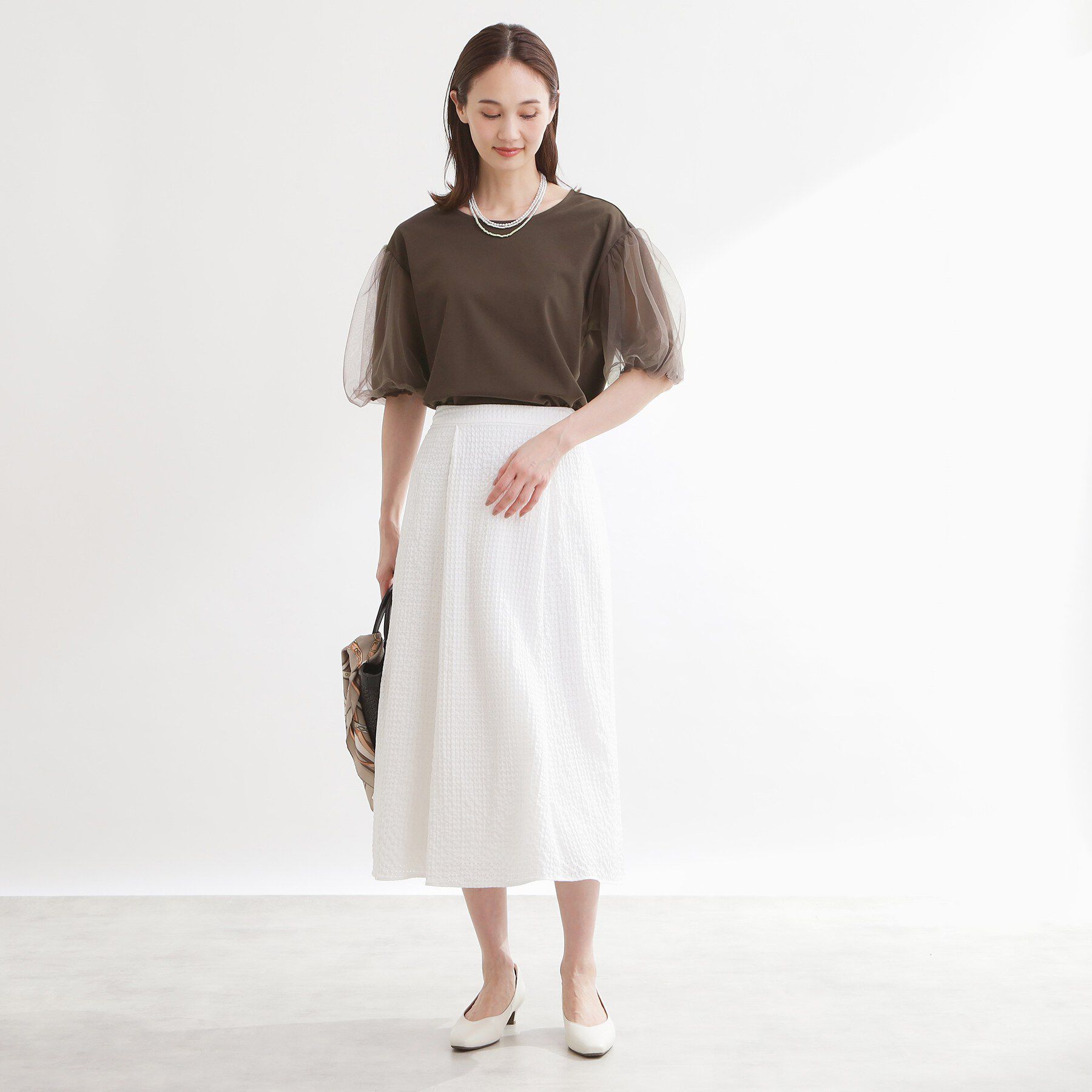 Reflect「【UVカット／接触冷感／吸水速乾】チュールスリーブプルオーバー」|Tシャツ・カットソー|