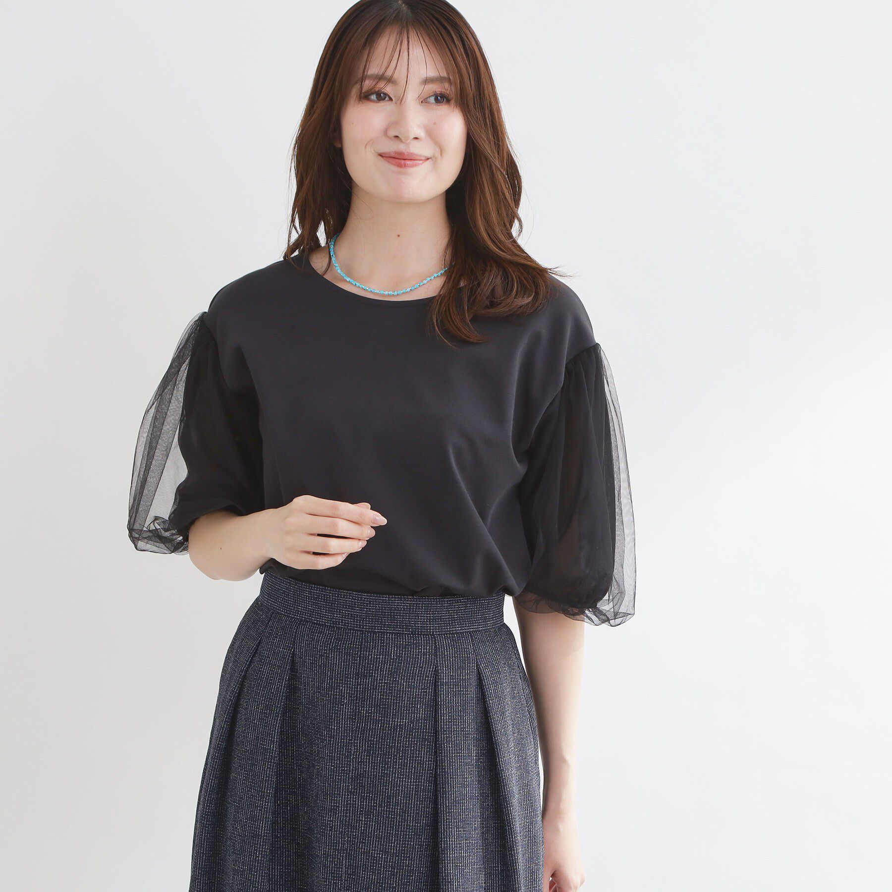 Reflect「【UVカット／接触冷感／吸水速乾】チュールスリーブプルオーバー」|Tシャツ・カットソー|