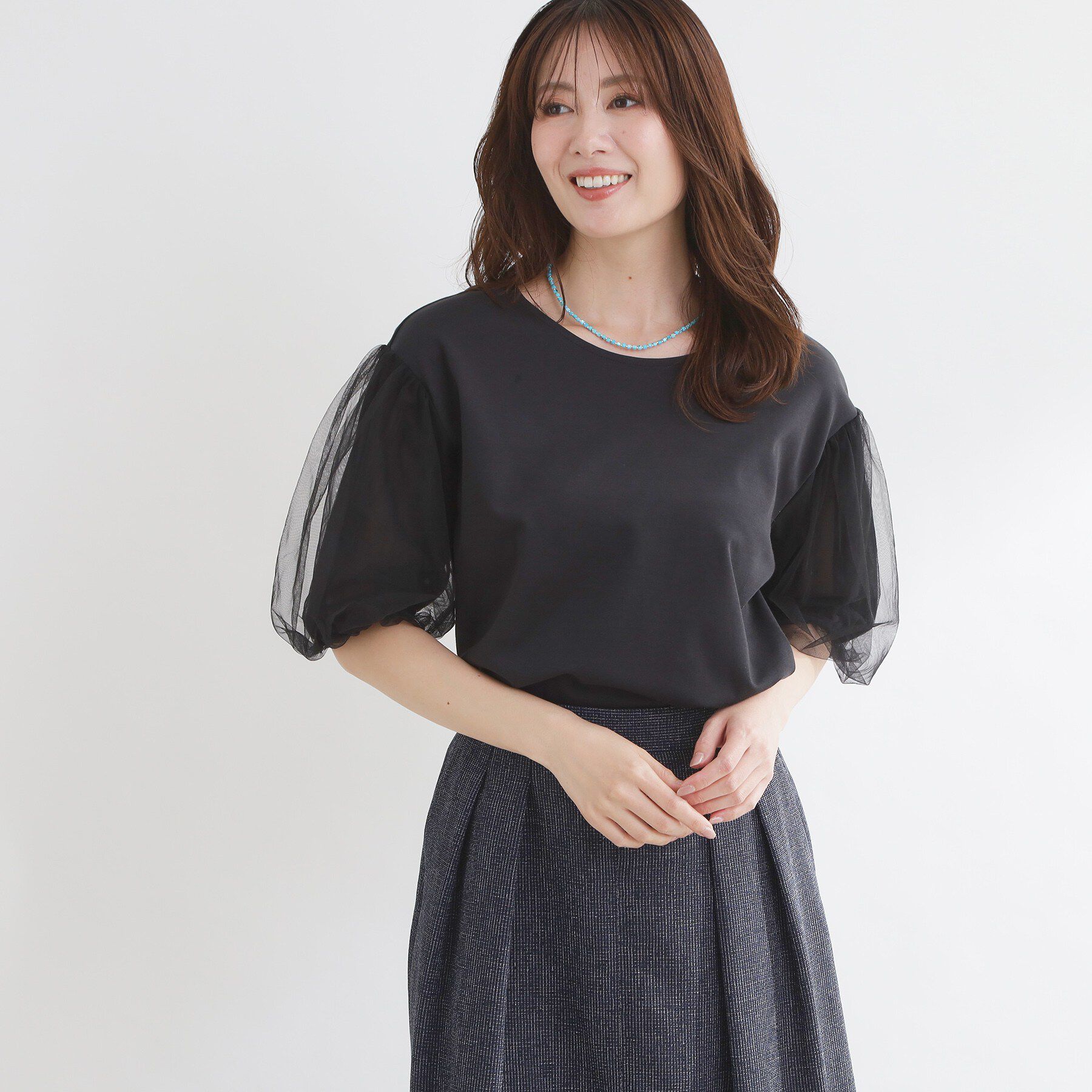 Reflect「【UVカット／接触冷感／吸水速乾】チュールスリーブプルオーバー」|Tシャツ・カットソー|