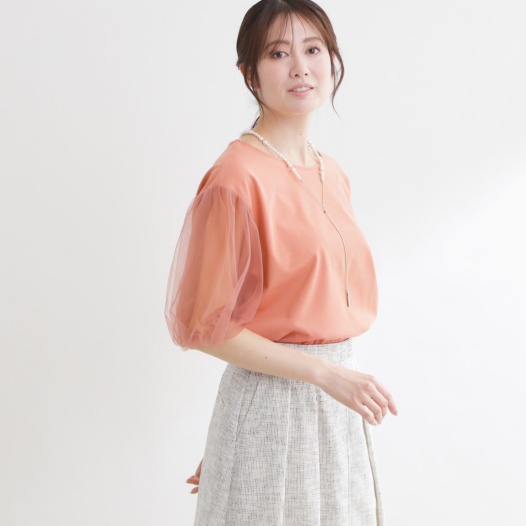 Reflect「【UVカット／接触冷感／吸水速乾】チュールスリーブプルオーバー」|Tシャツ・カットソー|