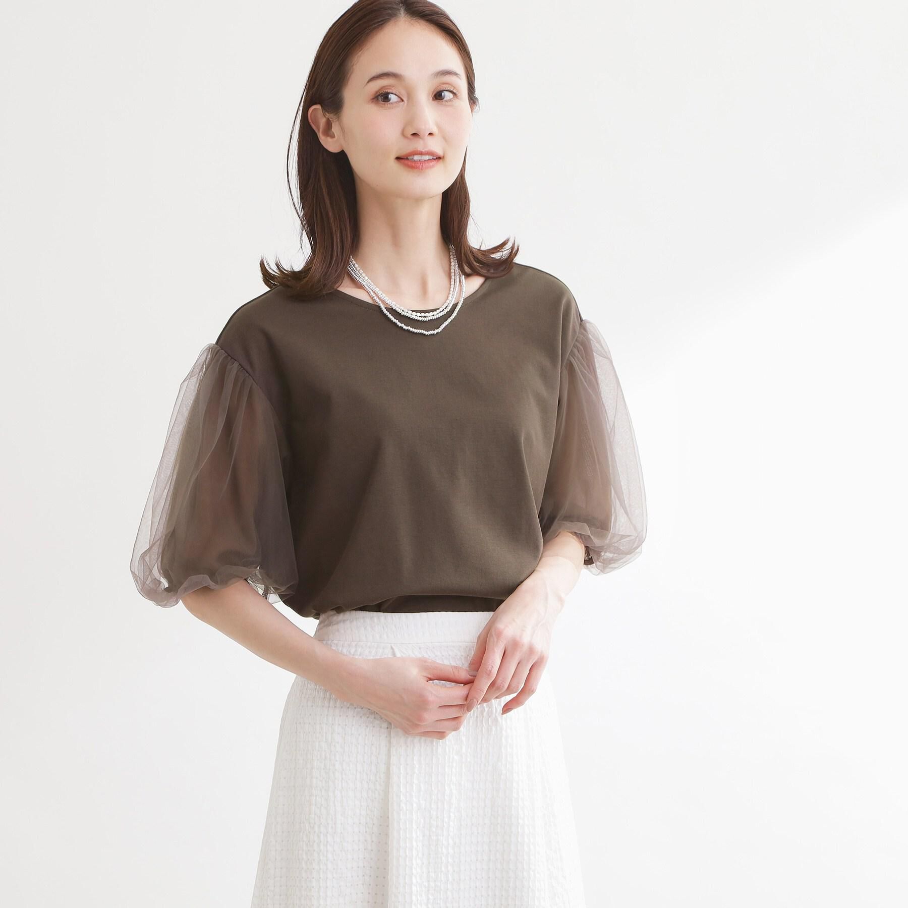 Reflect「【UVカット／接触冷感／吸水速乾】チュールスリーブプルオーバー」|Tシャツ・カットソー|